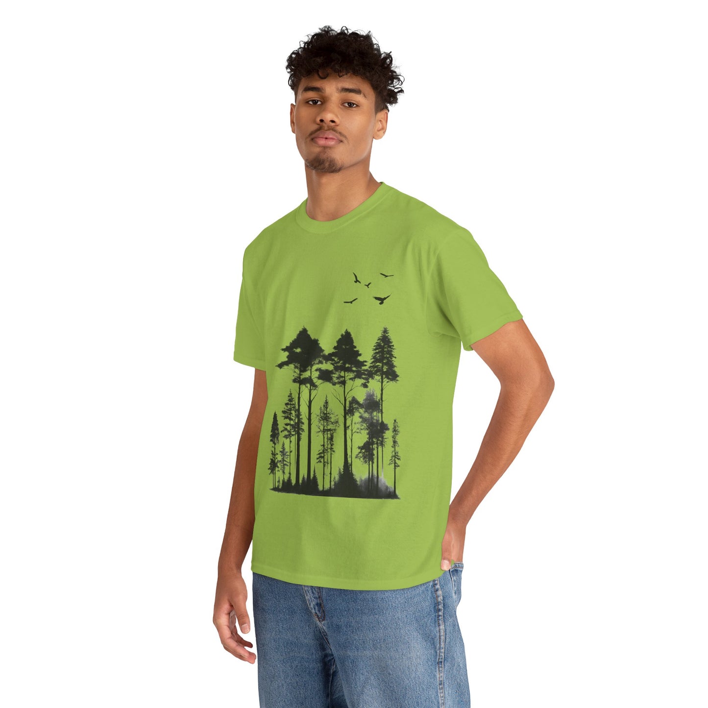 Camisa del bosque de pinos Camiseta unisex de algodón pesado Flashlander