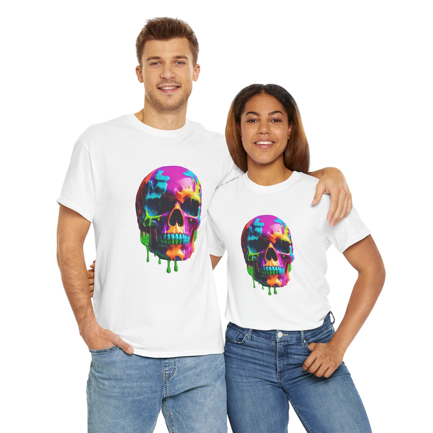 Camiseta con calavera de fusión de neón Flashlander