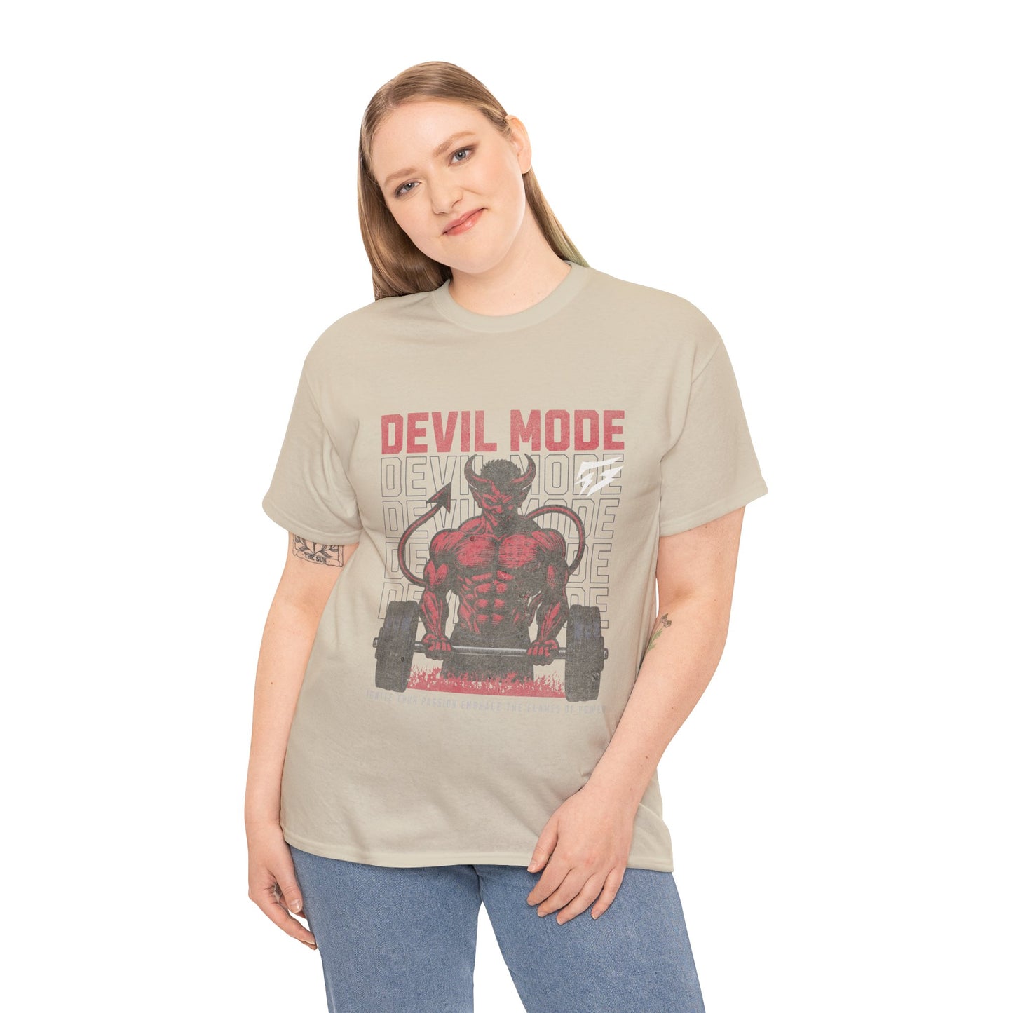 Devil Mode Gym Shirt Flashlander Cotton Unisex Charcoal Black Performance Graphic Tee