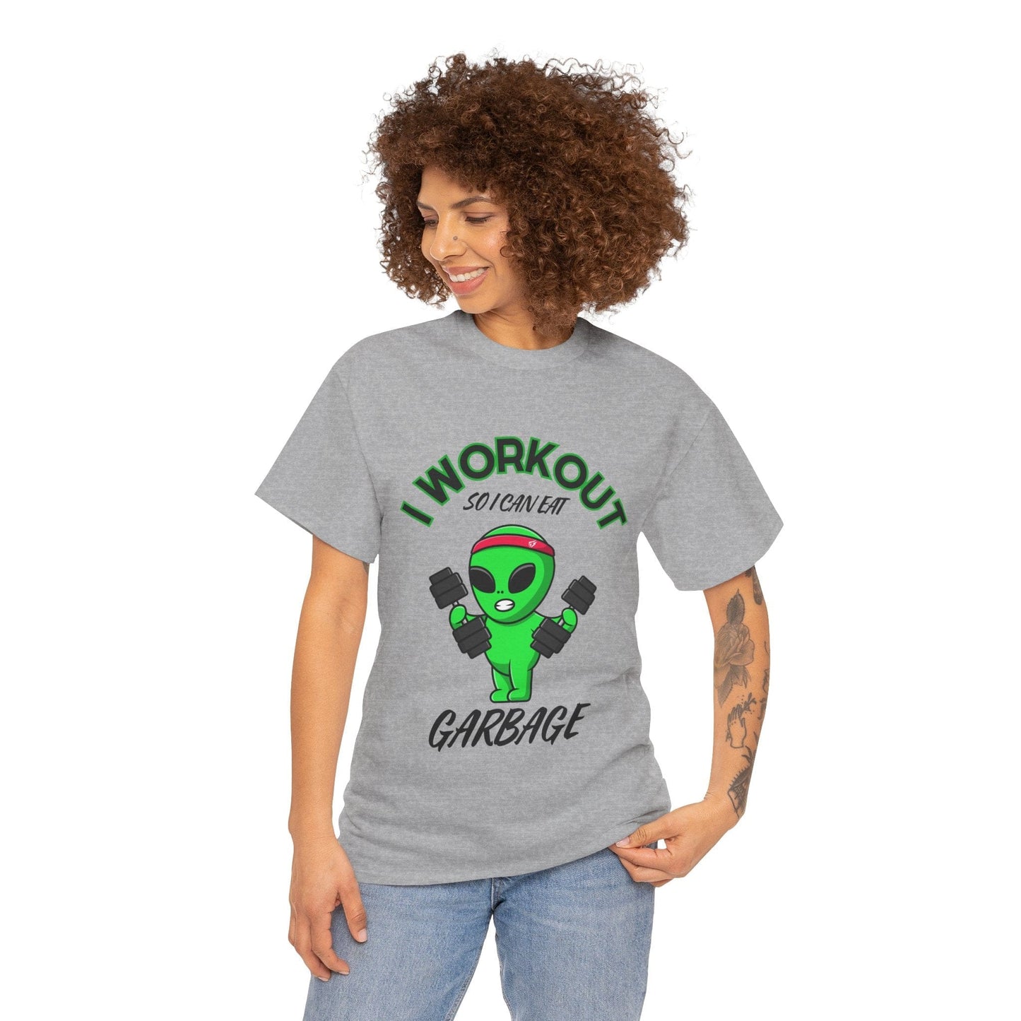 Alien I Workout So I Can Eat Garbage Graphic Tee Flashlander