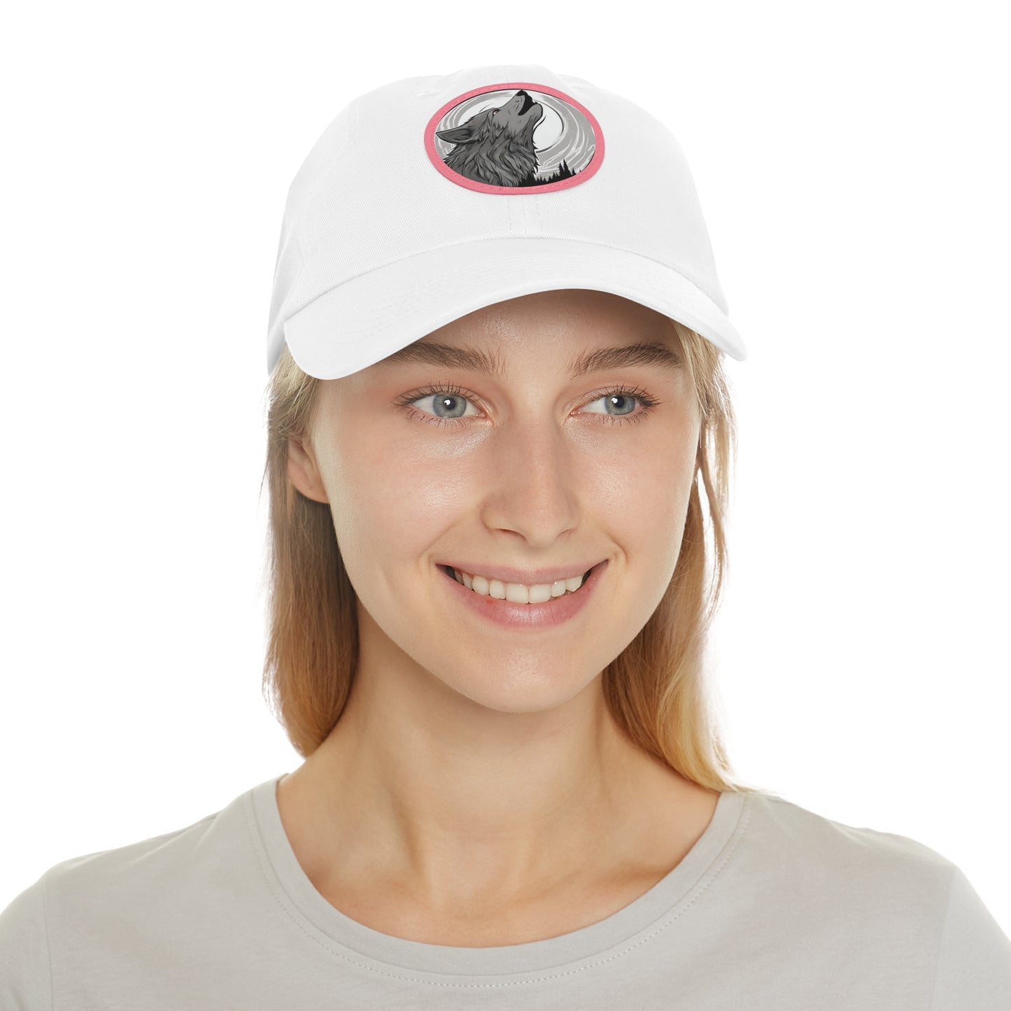 Wolf Howl with Full Moon Hat Wolf Hat Sportswear Cap Dad Hat with Patch (Round) Baseball Cap Wolf Cap Custom Hat Flashlander