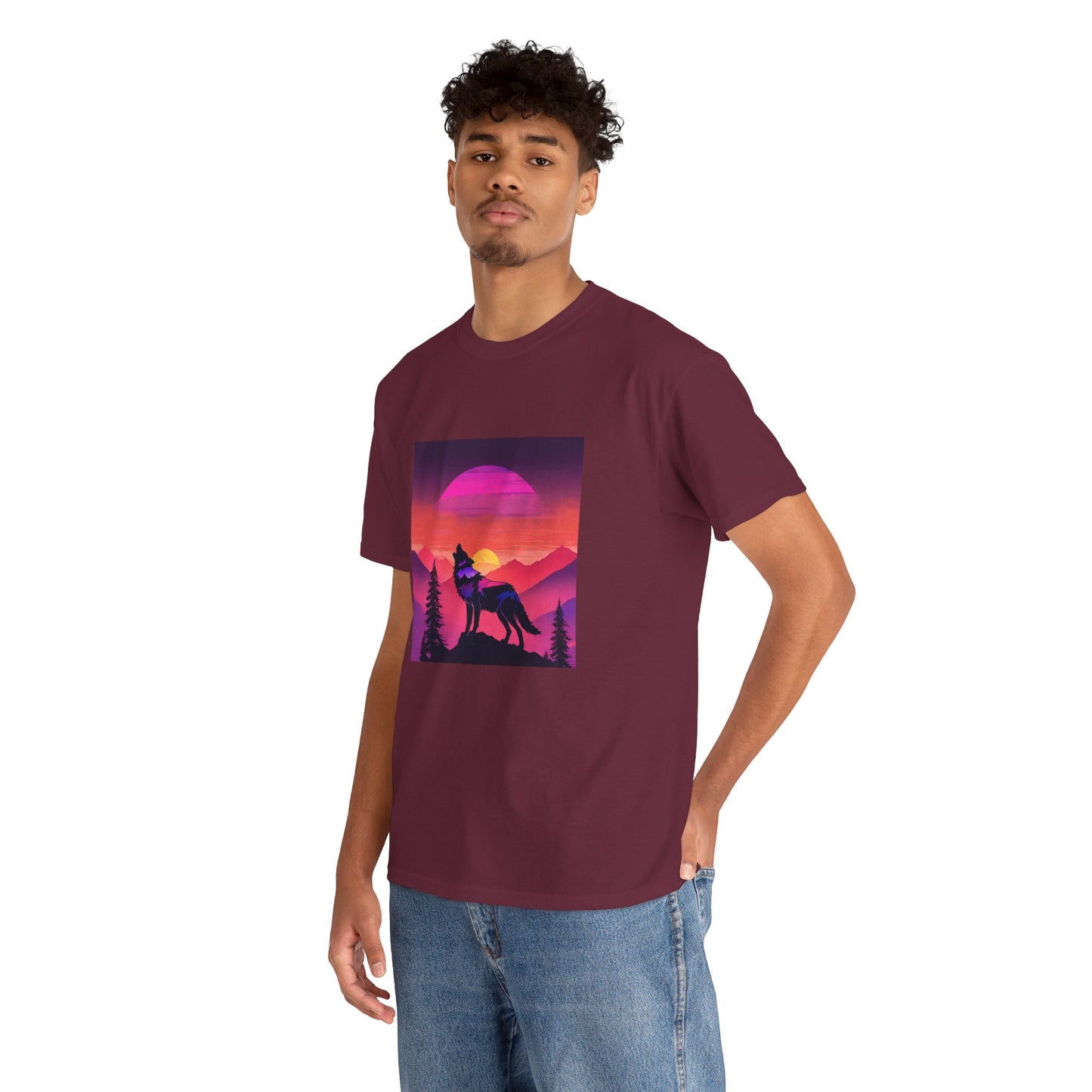 Wolf Majestic Sunset Gaphic Tee Flashlander