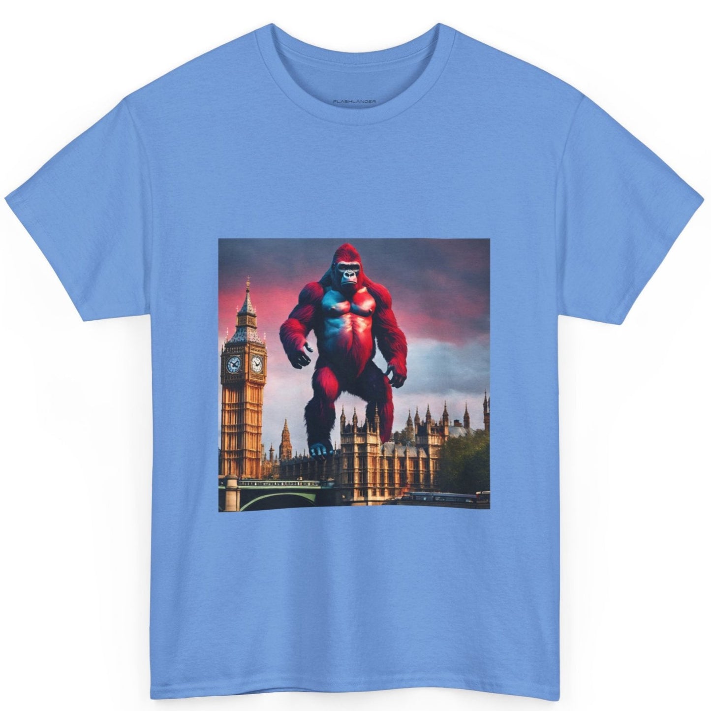 The Red Giant Gorilla Kong in the Big Ben of London Gaphic Tee Flashlander