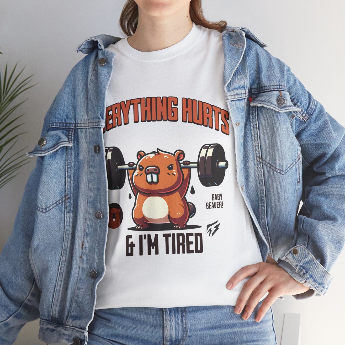 T-shirt de sport Beaver Everything Hurts &amp; I'm Tired T-shirt de sport Flashlander en coton unisexe noir anthracite T-shirt graphique de performance