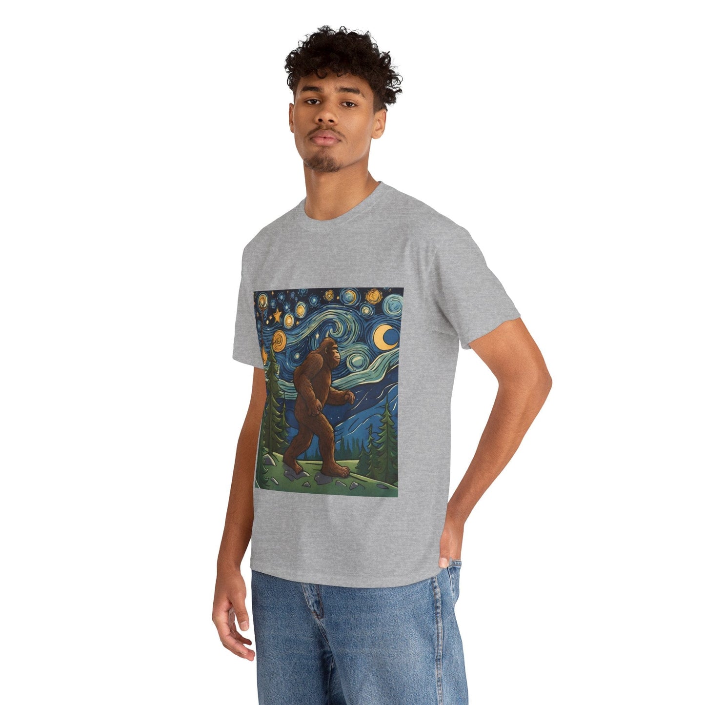 Bigfoot Strolls Through Van Gogh's Starry Night - Flashlander Gym Shirt