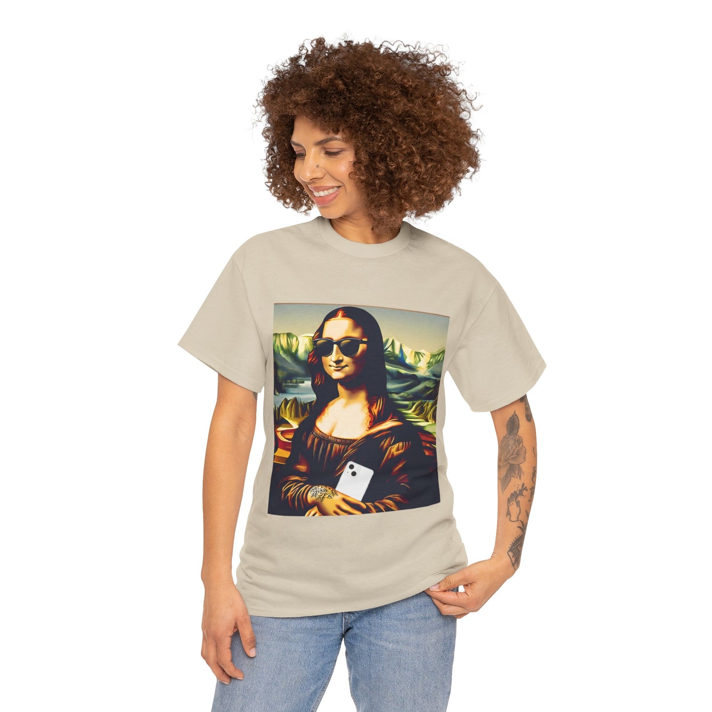 Camiseta deportiva de Flashlander: Mona Lisa moderna y divertida 