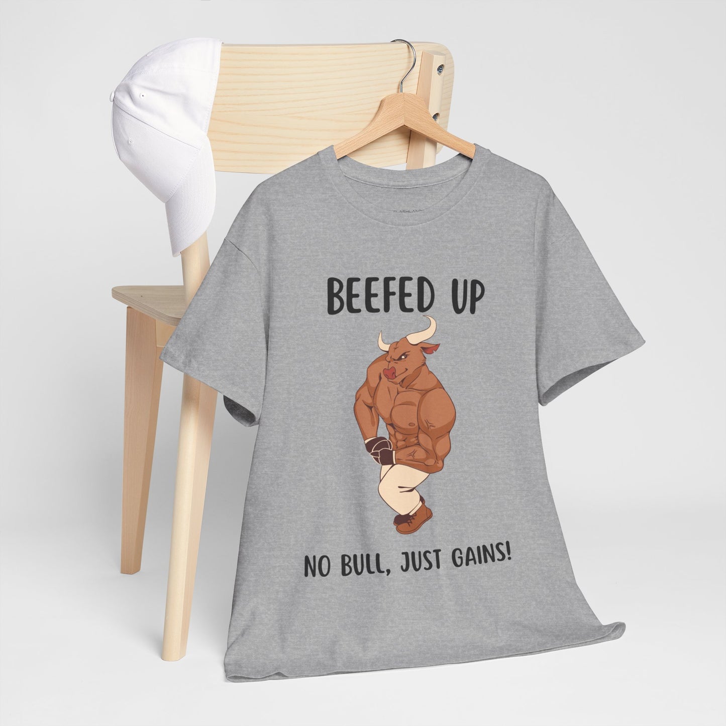 Muscle Bull Beefed Up No Bull, Just Gains - Flashlander Gym Shirt