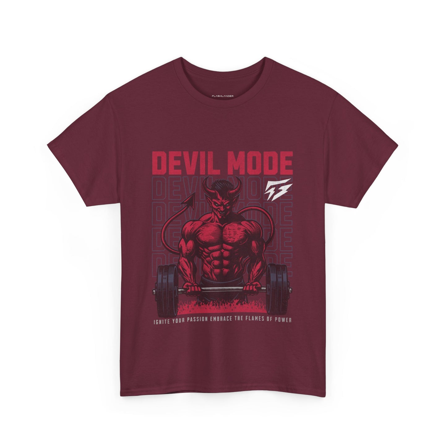 Devil Mode Gym Shirt Flashlander Cotton Unisex Charcoal Black Performance Graphic Tee