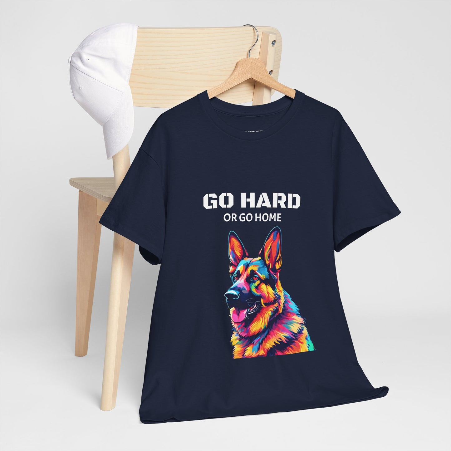 Camiseta de gimnasia Flashlander con diseño de perro pastor alemán Pop Art: "Ve a por todas o vete a casa"