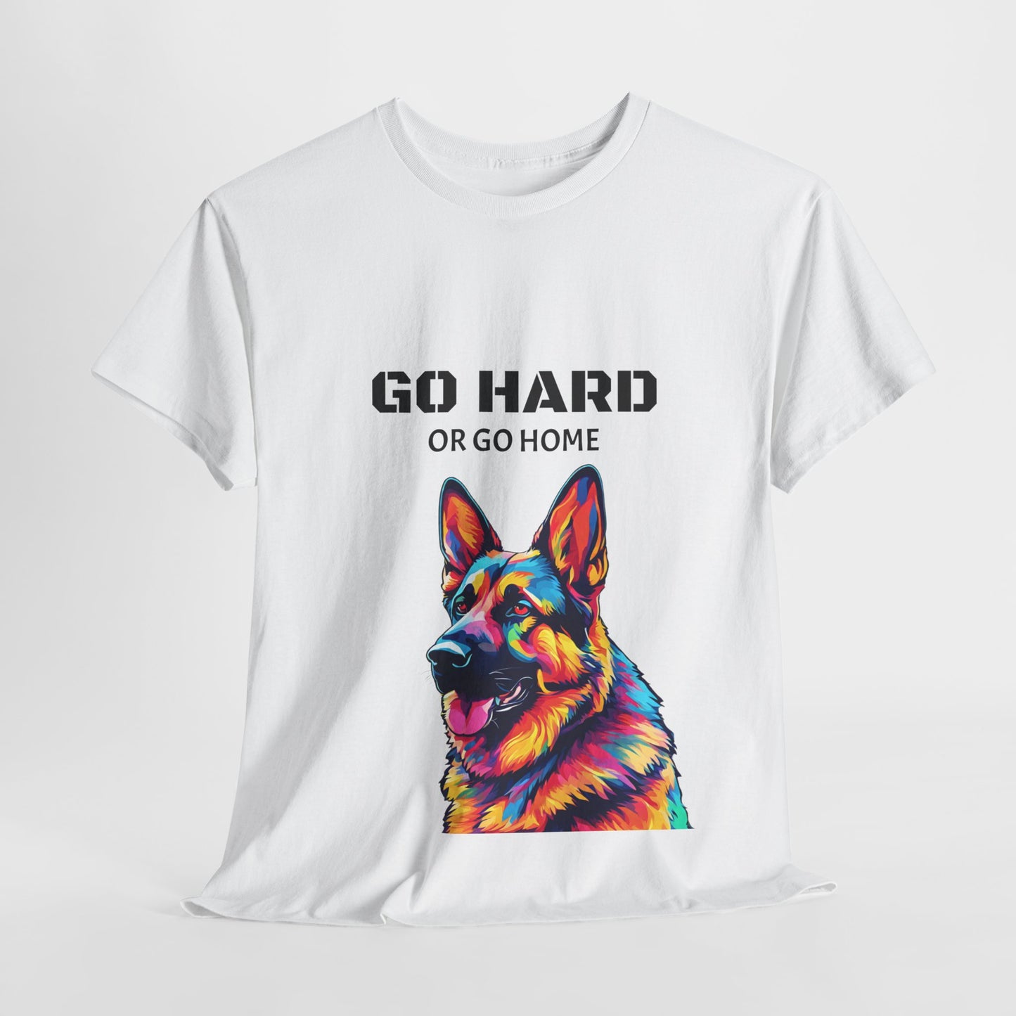 Camiseta de gimnasia Flashlander con diseño de perro pastor alemán Pop Art: "Ve a por todas o vete a casa"