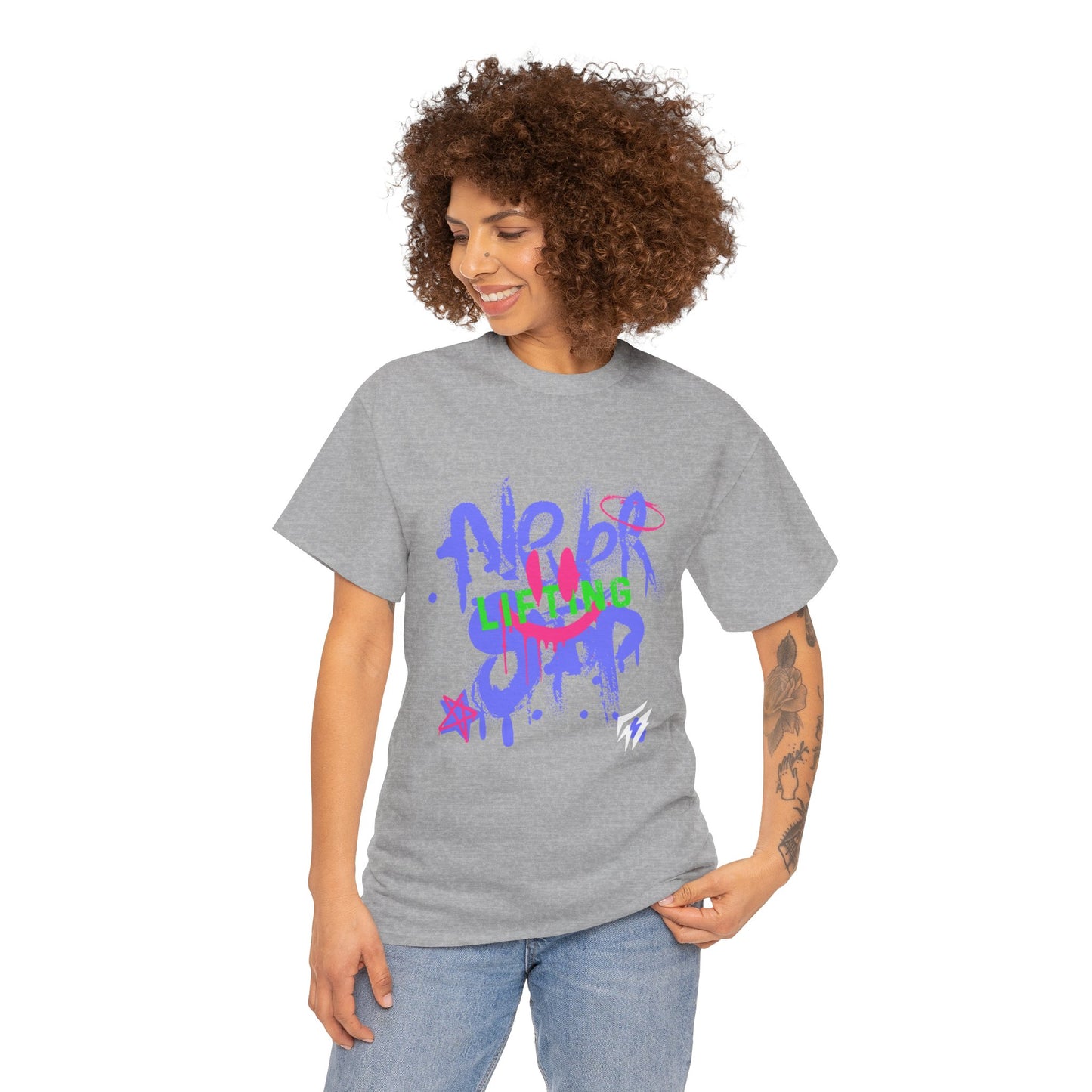 T-shirt de sport Graffiti Flashlander - Never Stop Lifting Gris