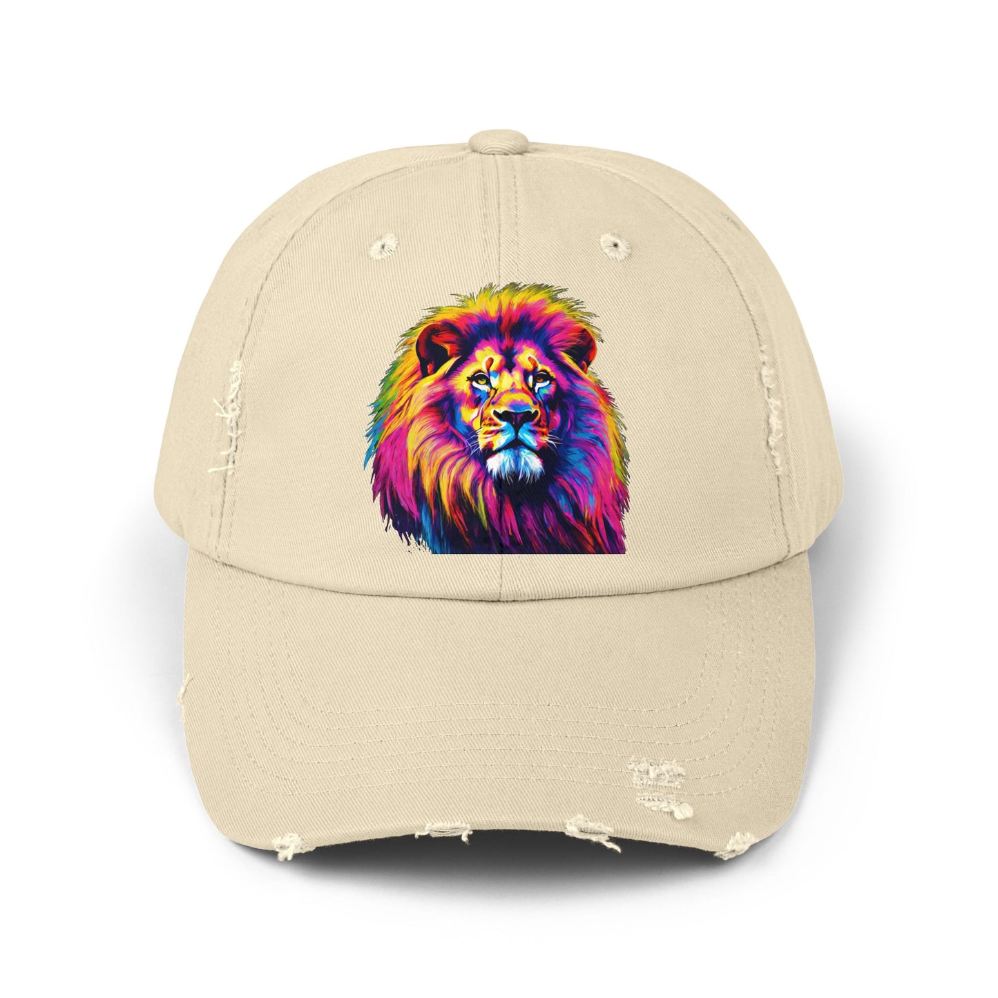 Lion Cap Pop Art Lion Baseball Cap Unisex Distressed Cap Custom Hat Personalized Cap