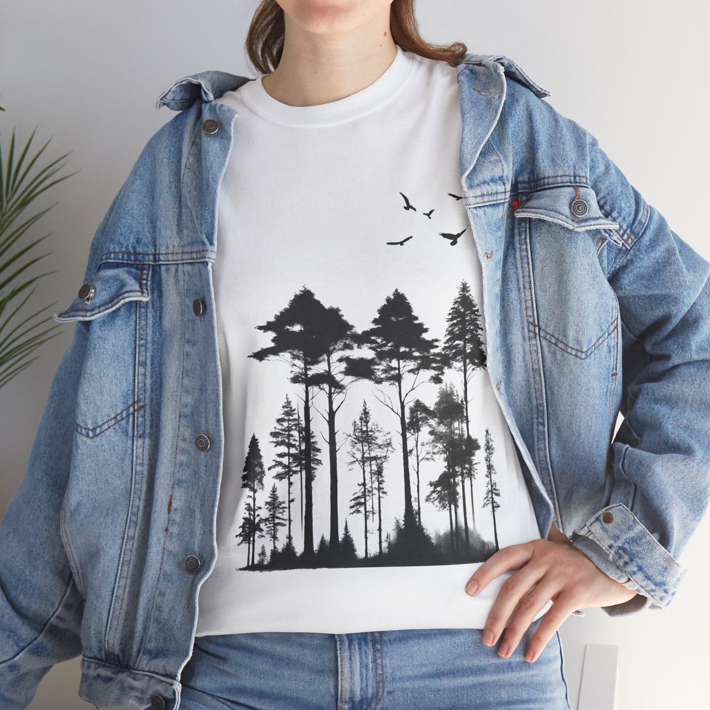 Camisa del bosque de pinos Camiseta unisex de algodón pesado Flashlander