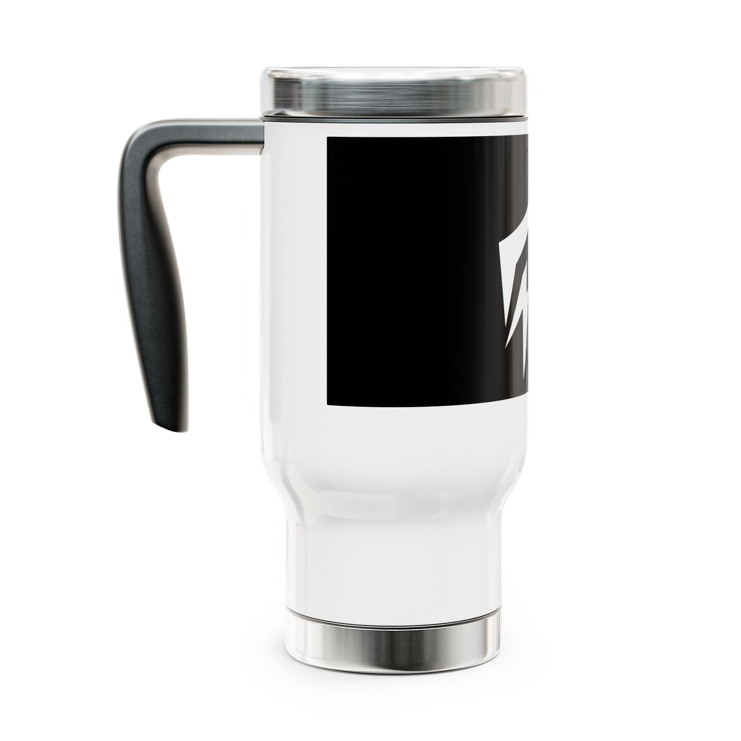 Flashlander Stainless Steel Travel Sports Mug with Handle 14oz White and Black