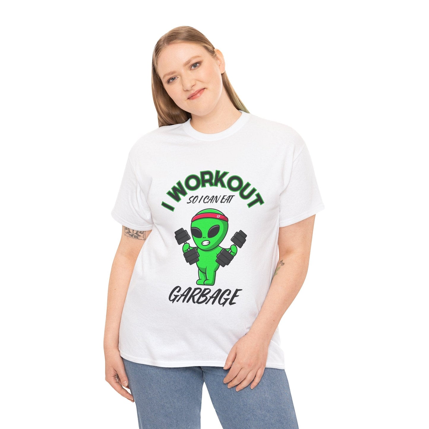 Alien I Workout So I Can Eat Garbage Graphic Tee Flashlander