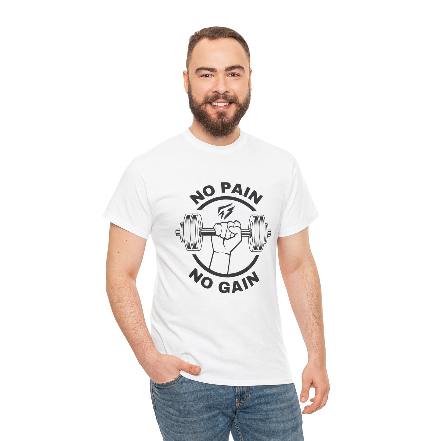 T-shirt de sport Lifting Flashlander avec citation « No Pain No Gain »