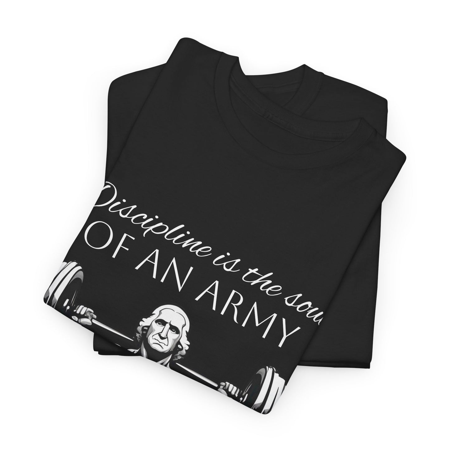 T-shirt de culturiste George Washington - Flashlander Disipline Is The Soul Of An Army Gym T-shirt en coton unisexe noir anthracite graphique