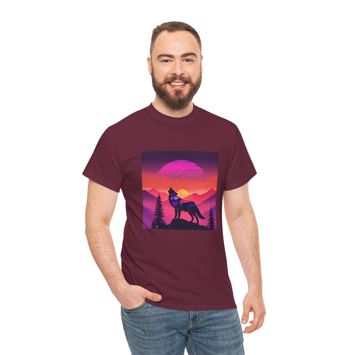 Wolf Majestic Sunset Gaphic Tee Flashlander