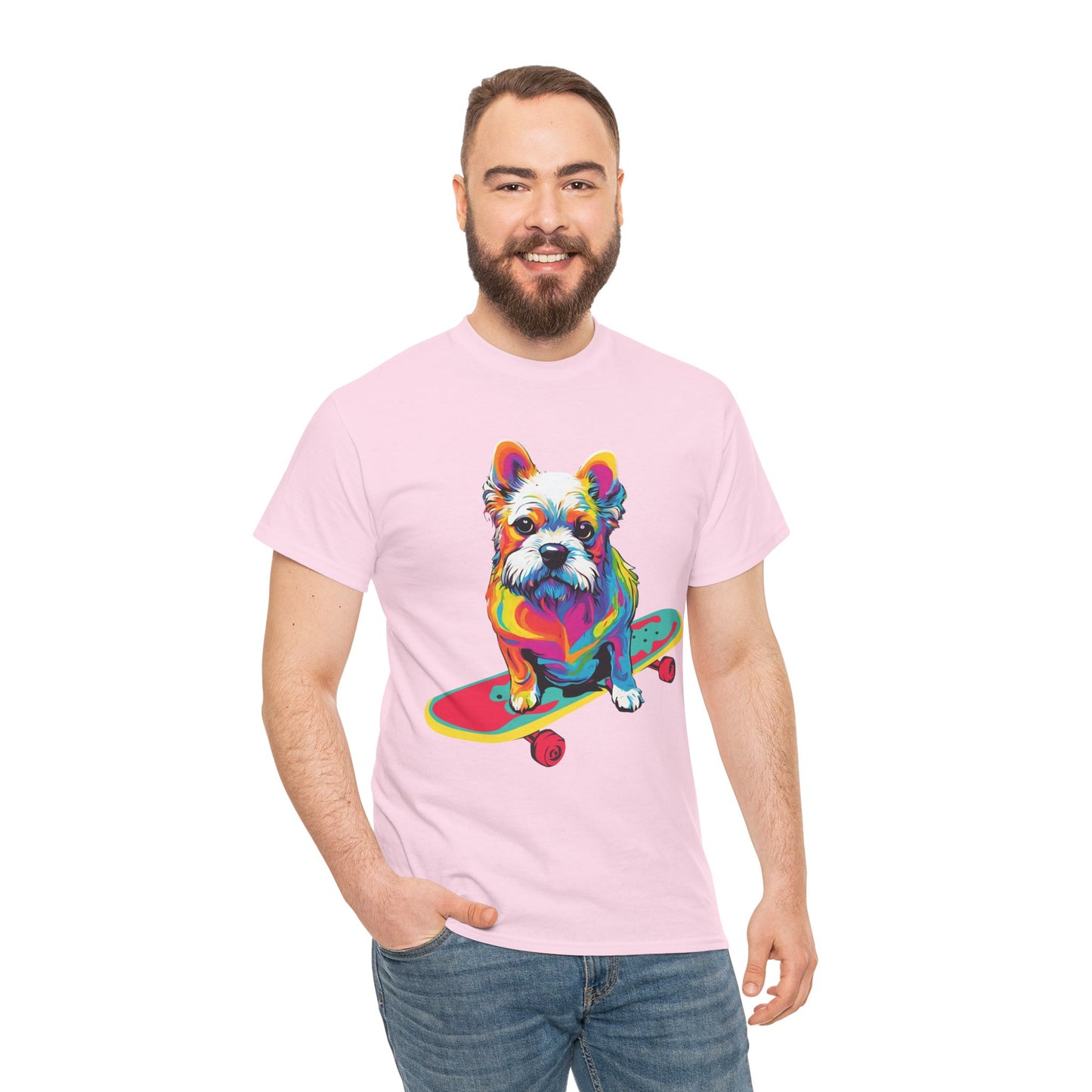 T-shirt de sport Flashlander avec chien skateboardant Pop Art