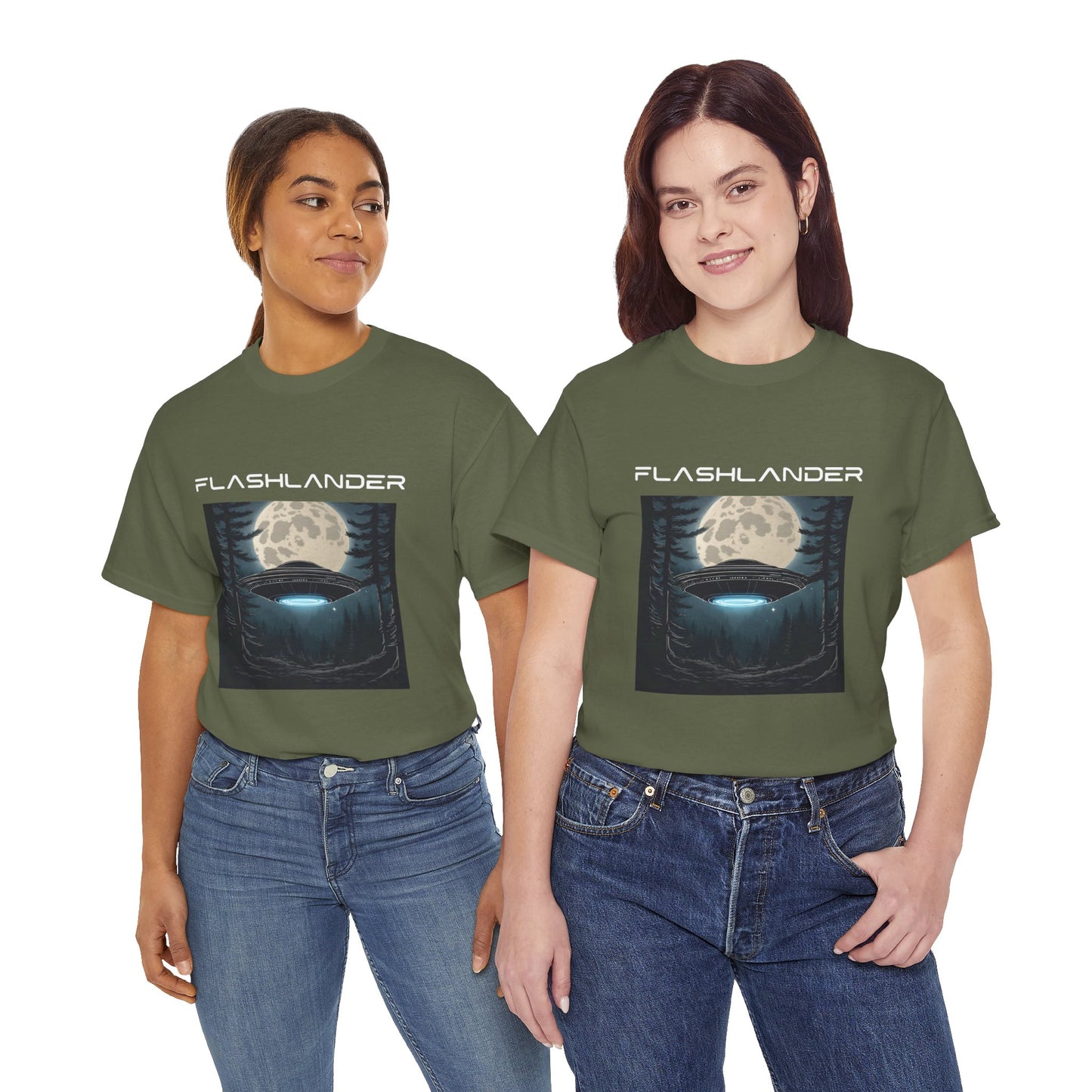 UFO Soaring Low in the Forest Tee Flashlander Gym Shirt