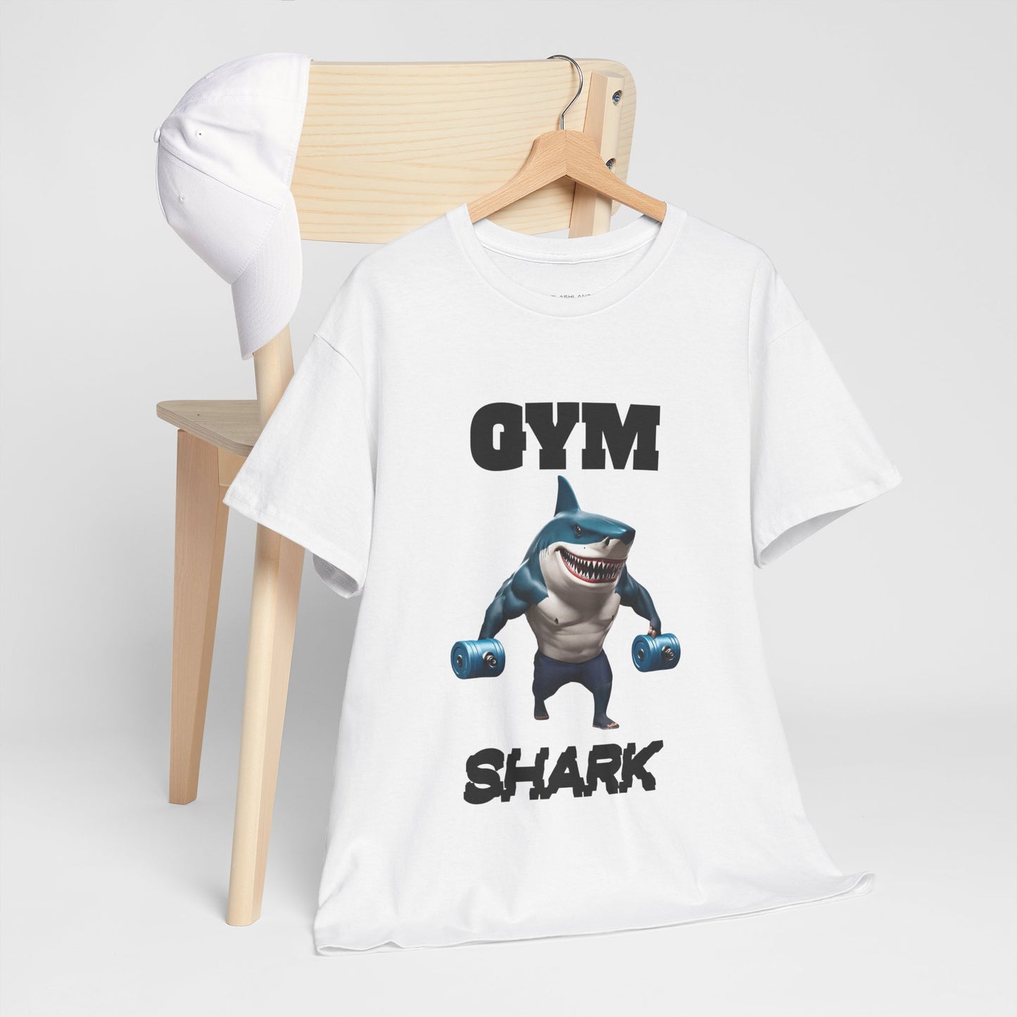 Gym Shark Performance Shirt Flashlander Cotton Unisex Charcoal Black Graphic Tee