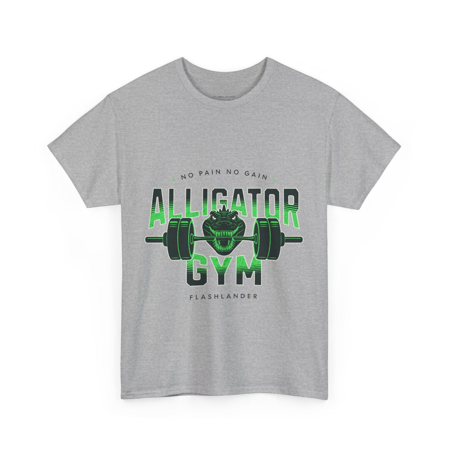 Aligator Gym Shirt Flashlander Cotton Unisex Charcoal Black Graphic Tee