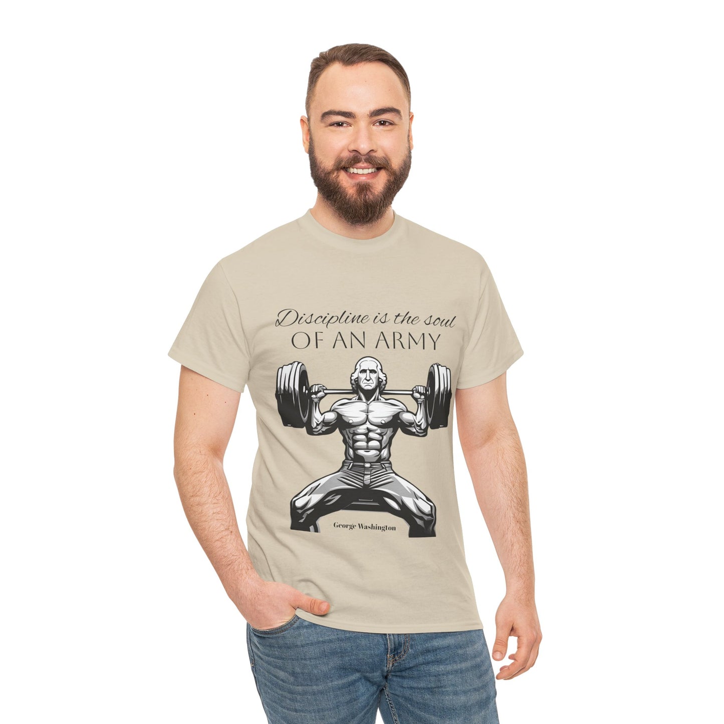 T-shirt de culturiste George Washington - Flashlander Disipline Is The Soul Of An Army Gym T-shirt en coton unisexe noir anthracite graphique