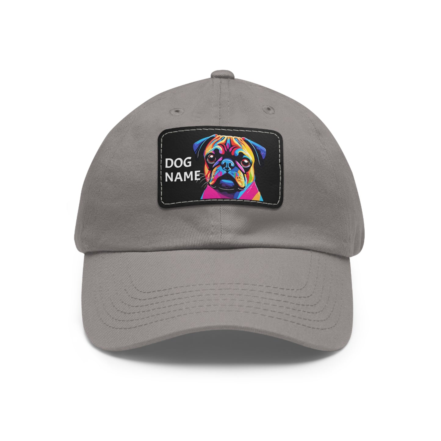 Pug Dog Hat Sportswear Cap Pug Cap Pug Hat Pug Dog Hat Pop Art Hat Dad Hat with Patch (Rectangle) Baseball Cap Custom Hat Flashlander