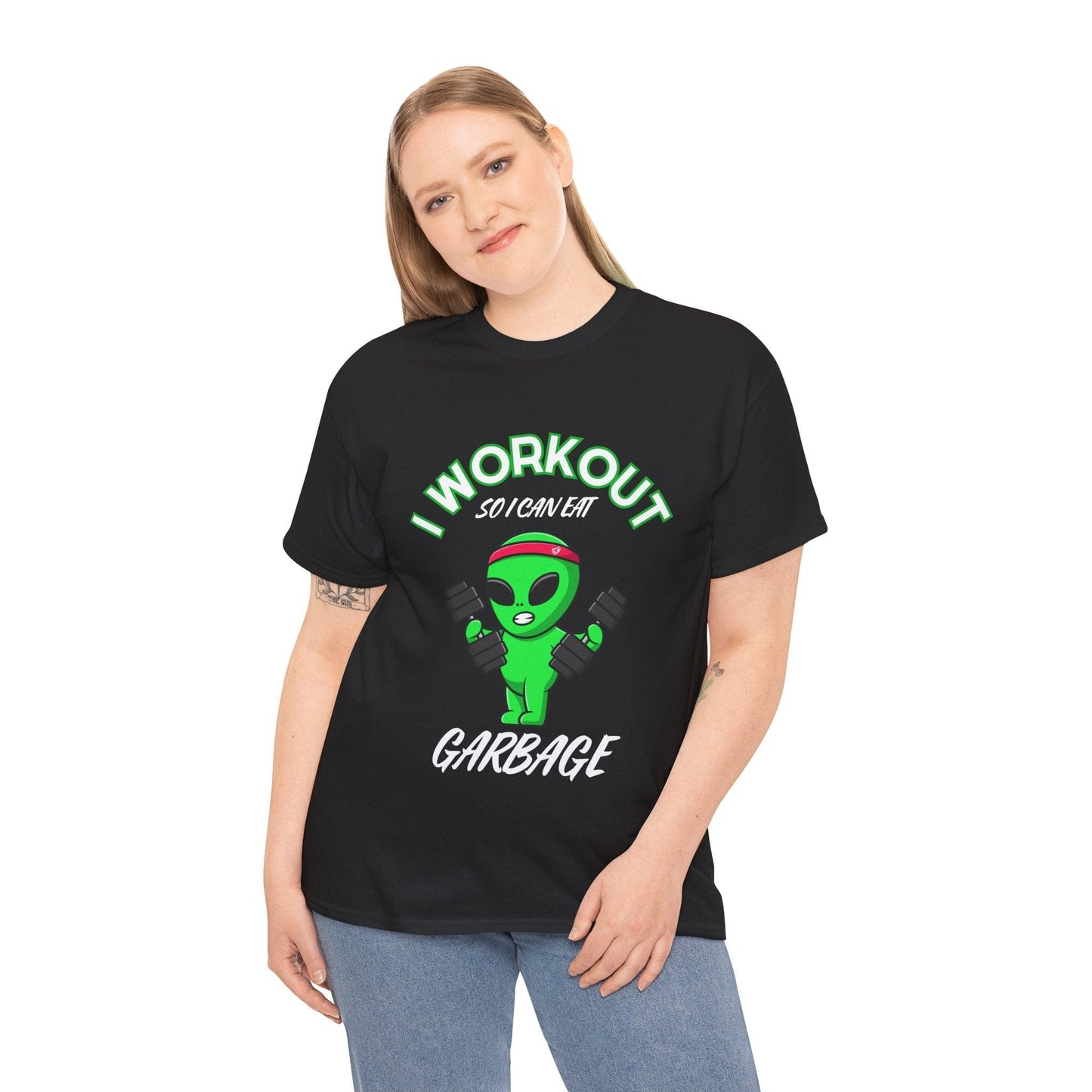 Alien I Workout So I Can Eat Garbage Graphic Tee Flashlander