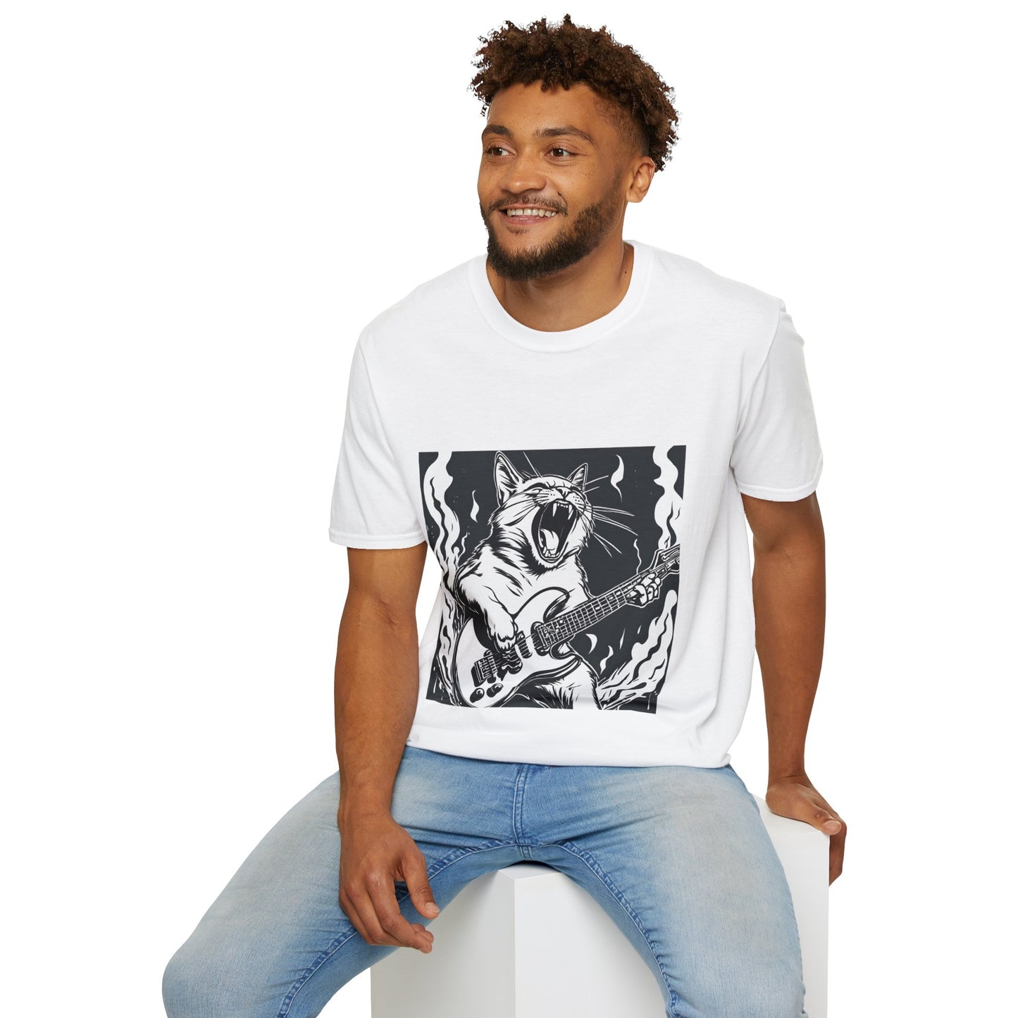 Cat Playing Guitar Flashlander Gym Shirt