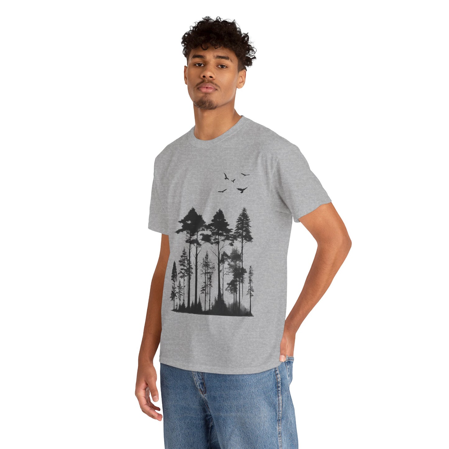 Camisa del bosque de pinos Camiseta unisex de algodón pesado Flashlander