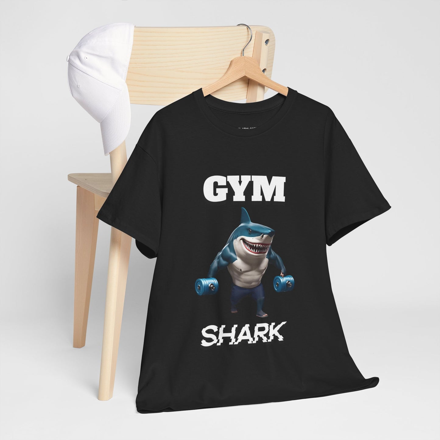 Gym Shark Performance Shirt Flashlander Cotton Unisex Charcoal Black Graphic Tee