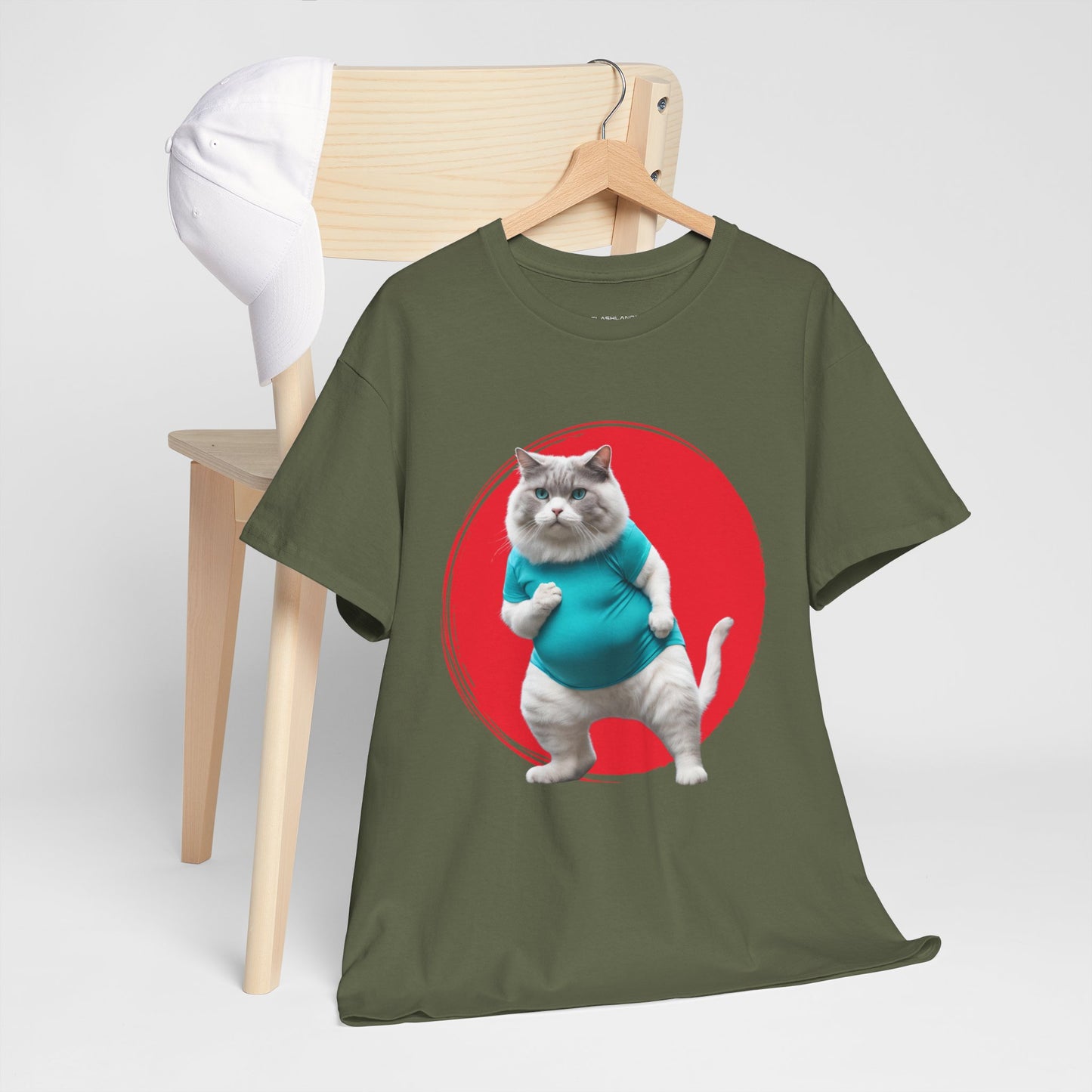 Camiseta de gimnasio Flashlander con divertido gato gordo de karate