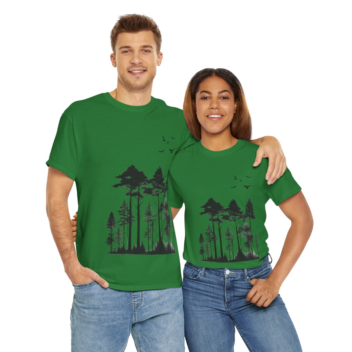 Camisa del bosque de pinos Camiseta unisex de algodón pesado Flashlander