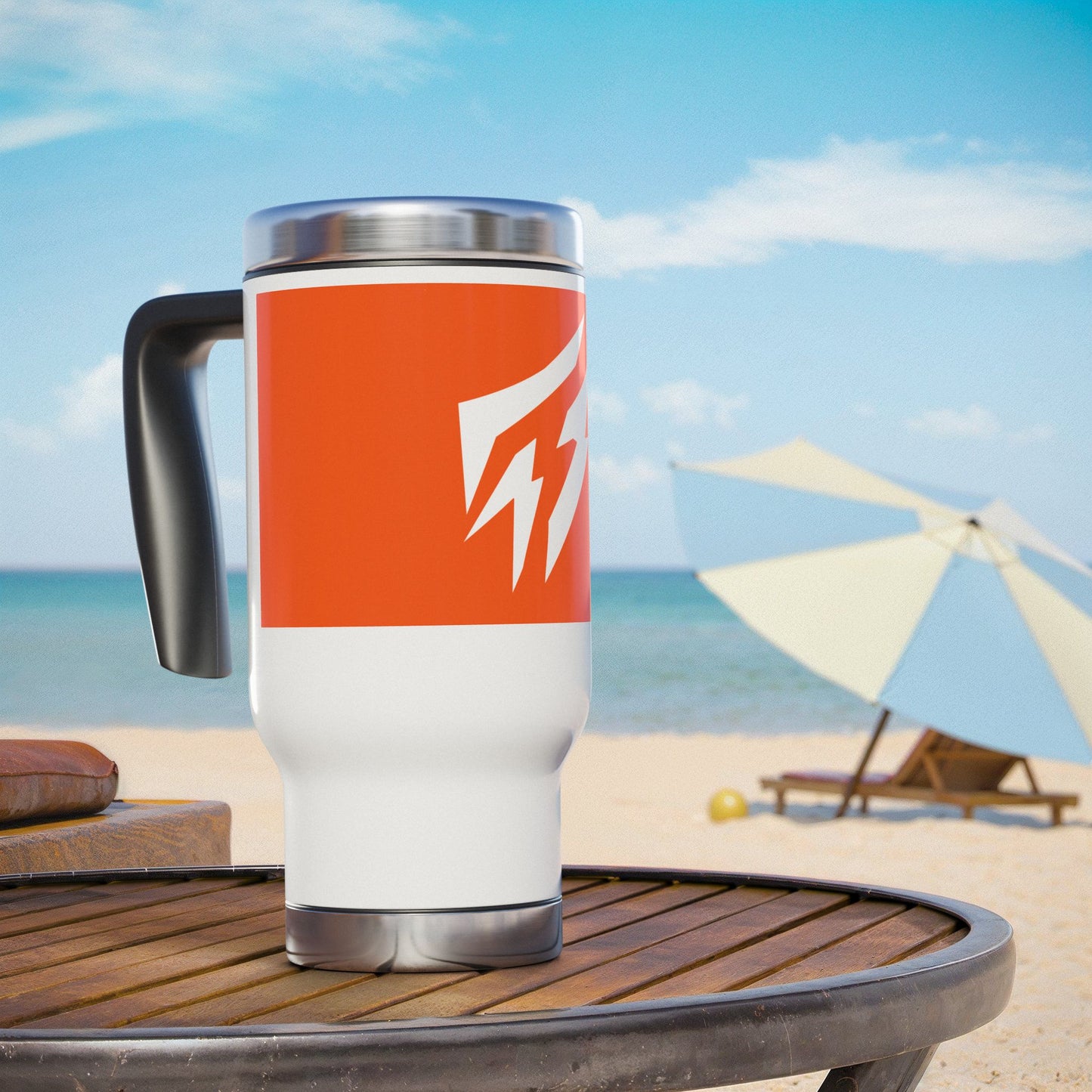 Flashlander Stainless Steel Travel Sports Mug with Handle 14oz Orange