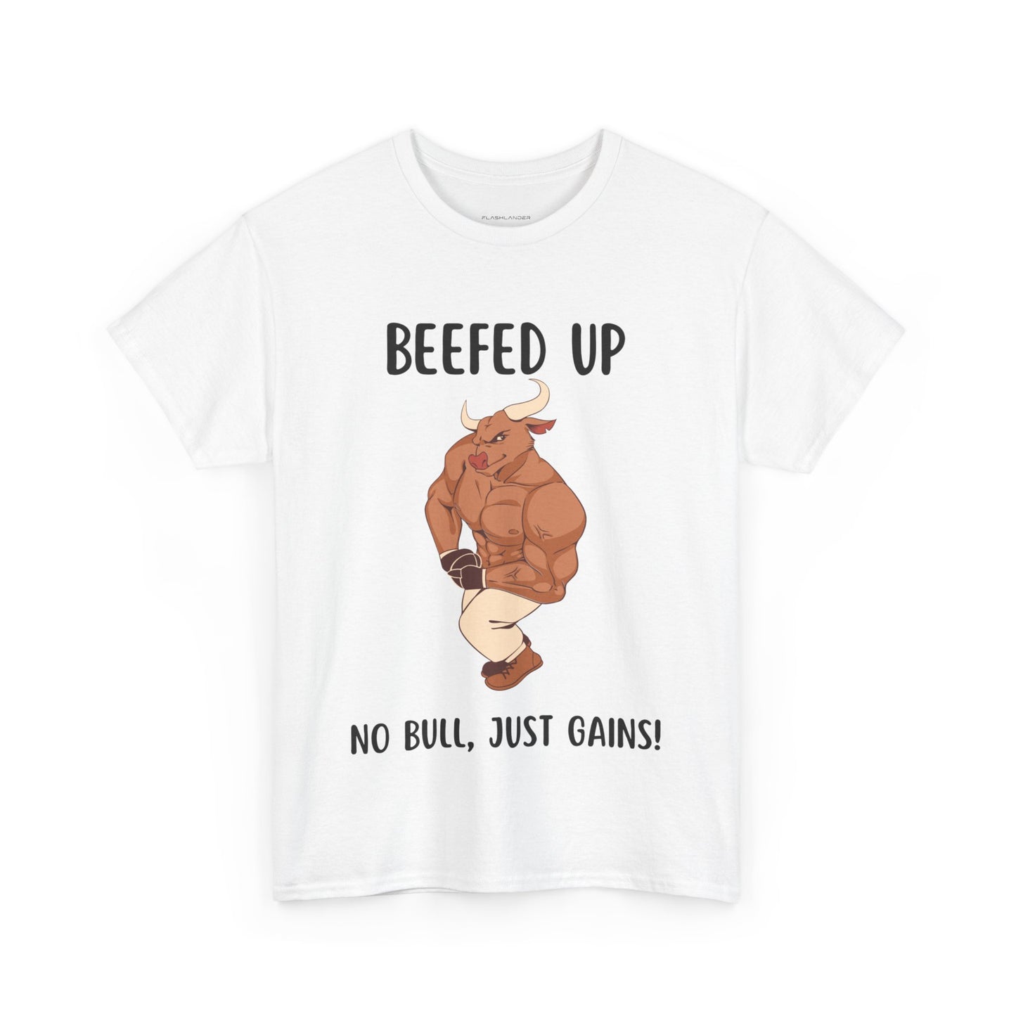 Muscle Bull Beefed Up No Bull, Just Gains - Flashlander Gym Shirt