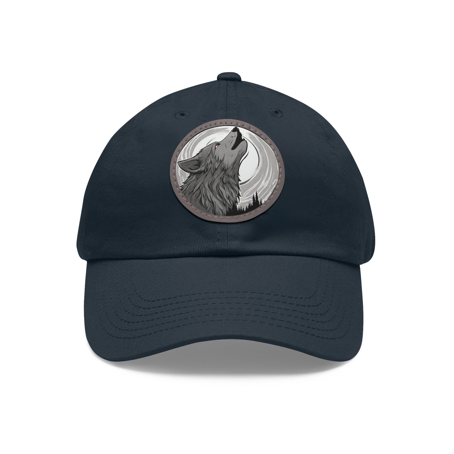 Wolf Howl with Full Moon Hat Wolf Hat Sportswear Cap Dad Hat with Patch (Round) Baseball Cap Wolf Cap Custom Hat Flashlander