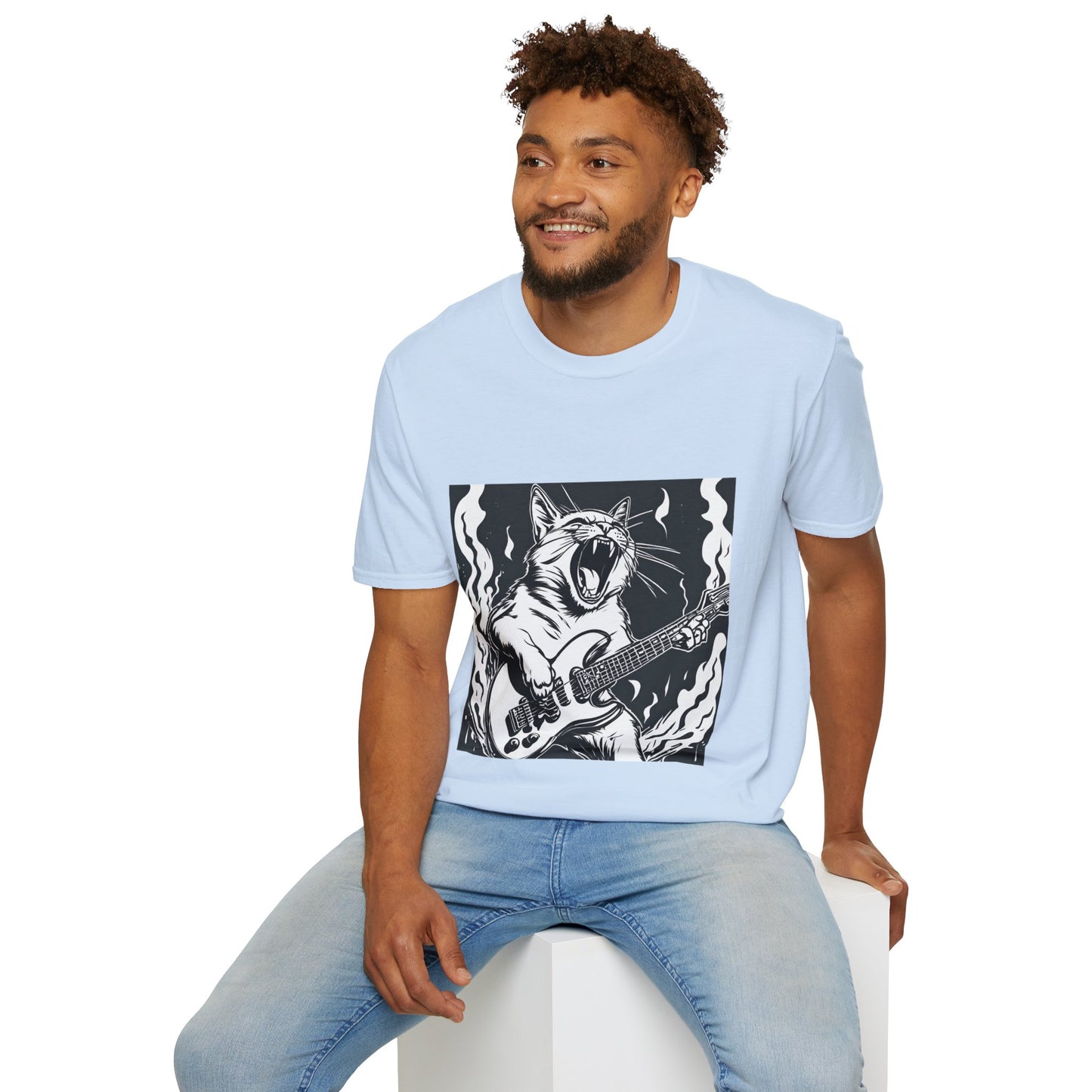 Cat Playing Guitar Flashlander Gym Shirt