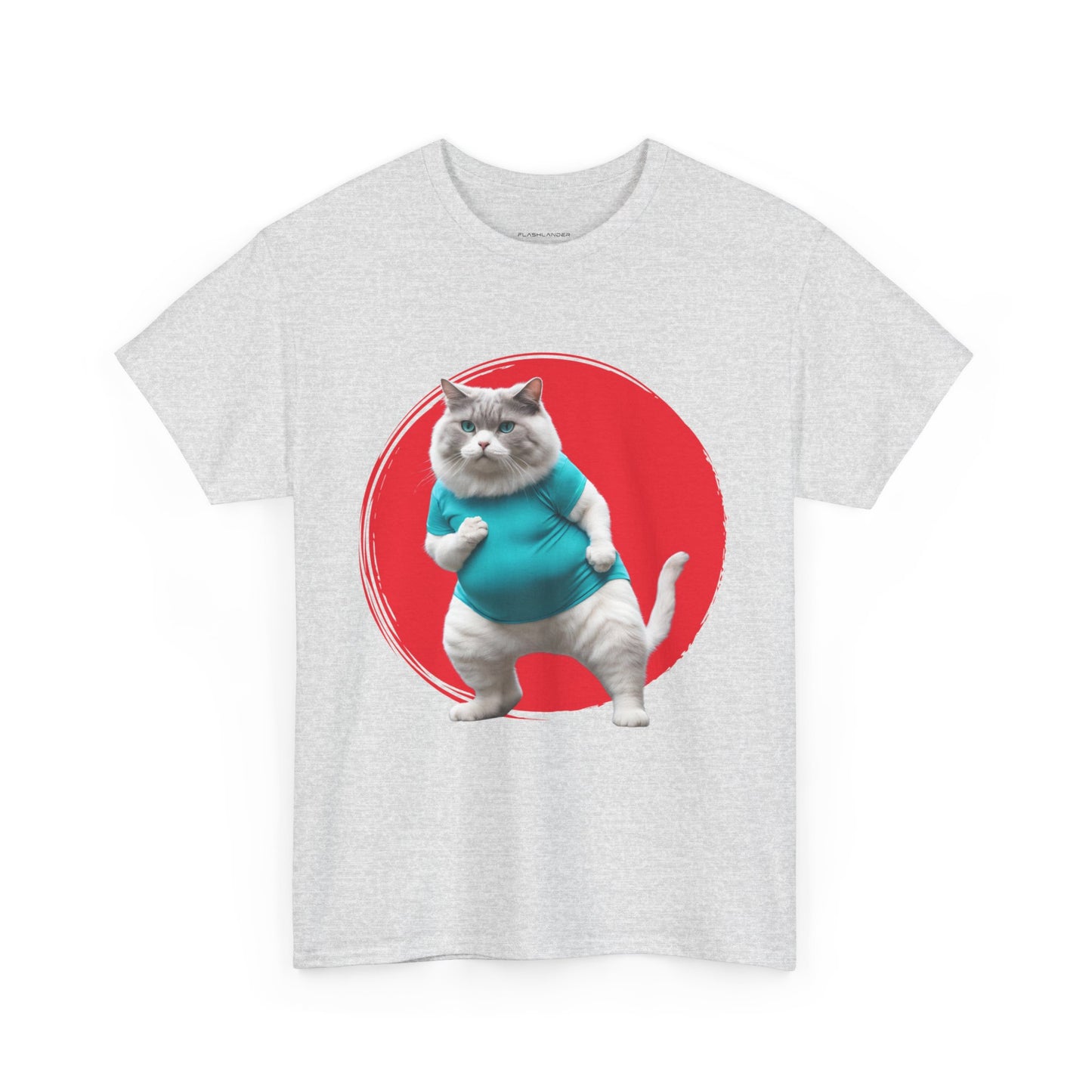 Camiseta de gimnasio Flashlander con divertido gato gordo de karate