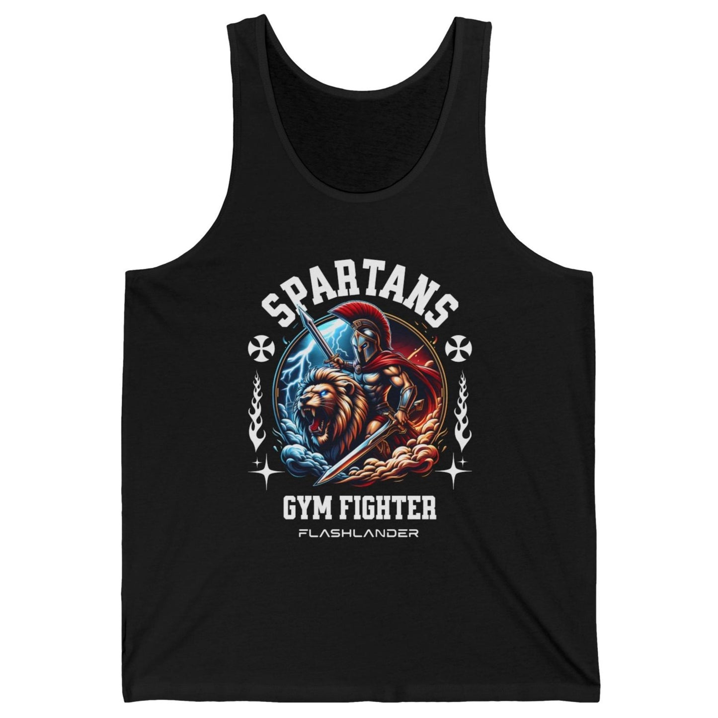 Camiseta sin mangas Spartans Gym Fighter Flashlander de algodón unisex azul aguamarina