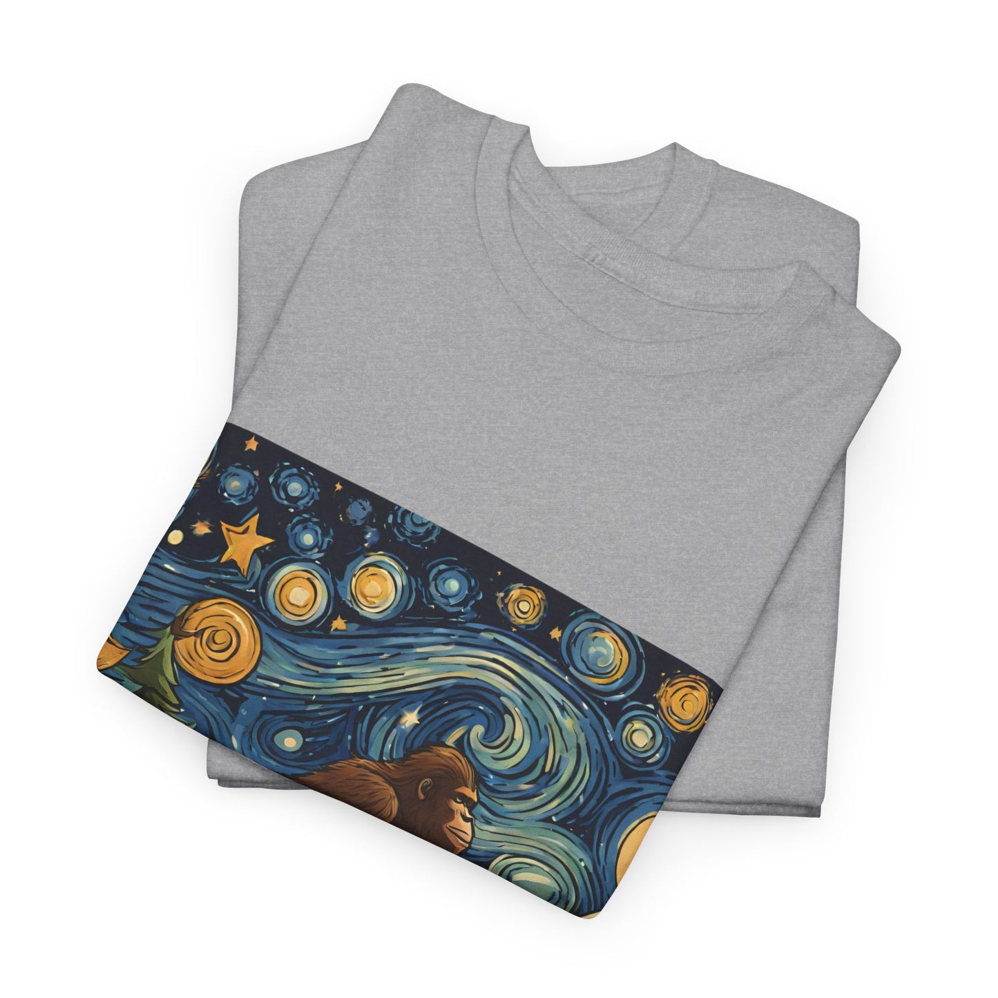 Bigfoot Strolls Through Van Gogh's Starry Night - Flashlander Gym Shirt