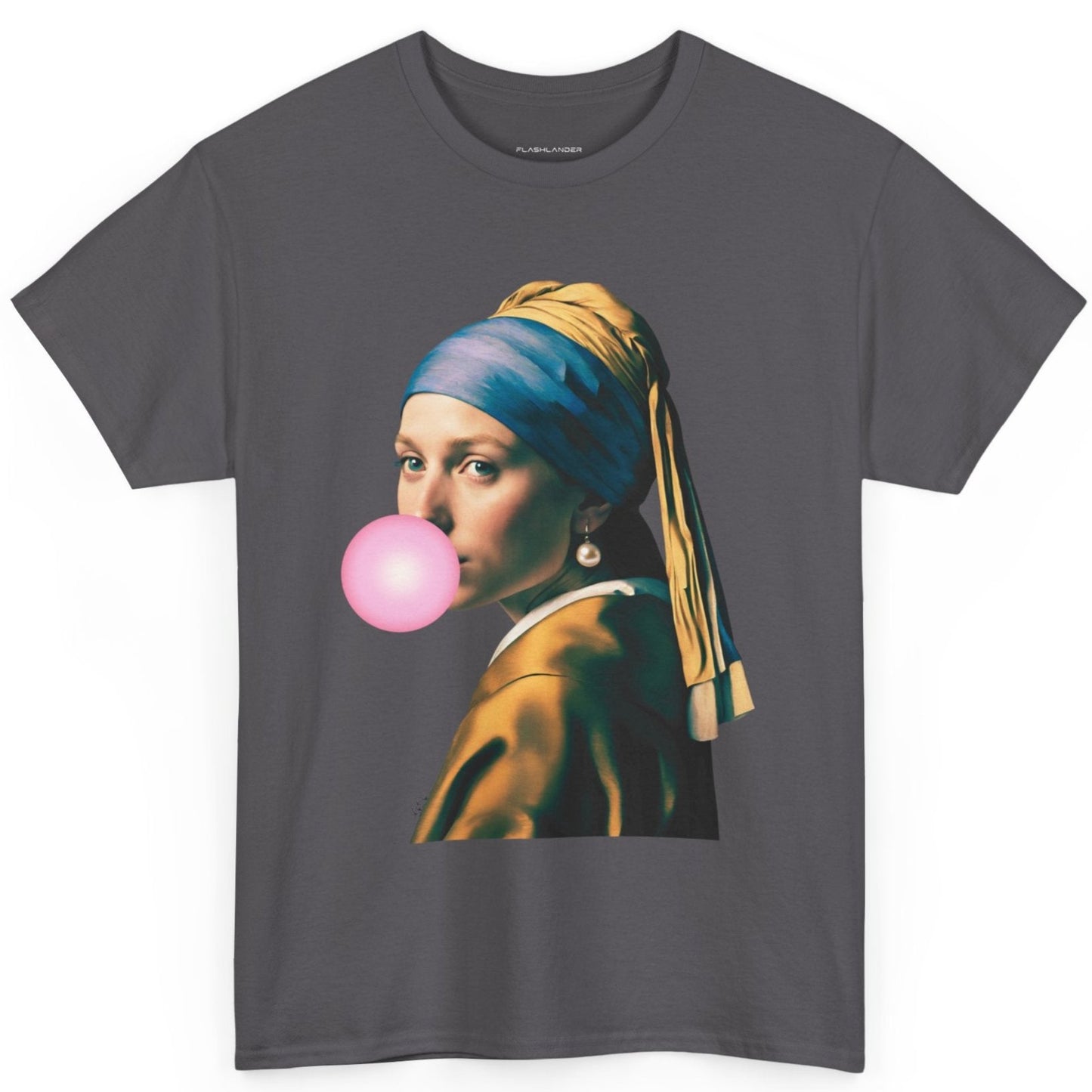 Bubble Gum Girl with a Pearl Earring Johannes Vermeer - Flashlander Gym Shirt