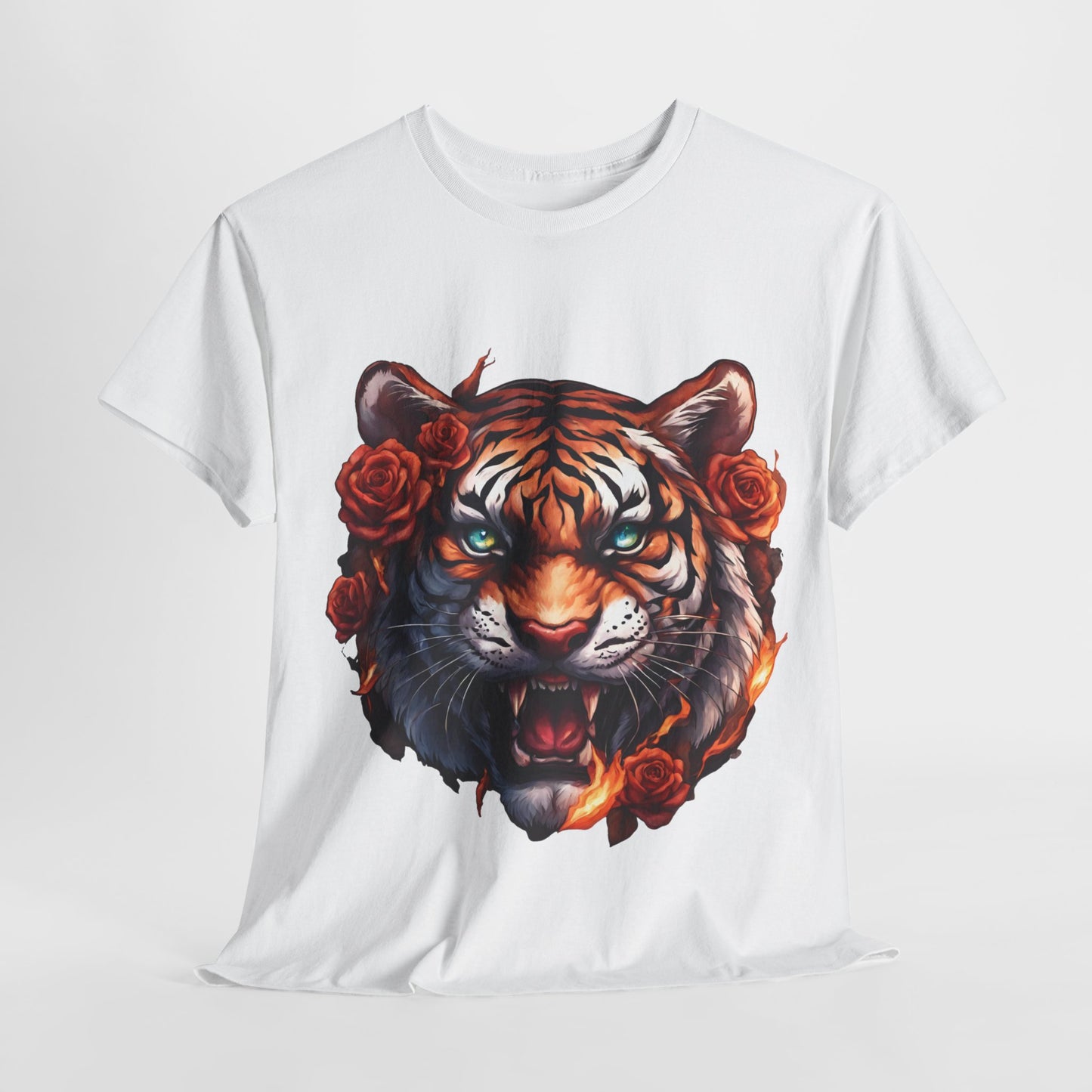 Tiger Flames and Roses T-Shirt Flashlander