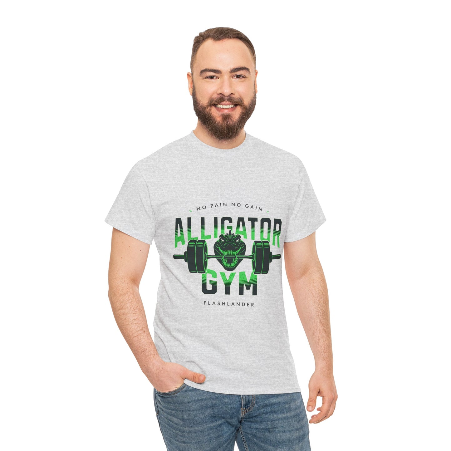 Aligator Gym Shirt Flashlander Cotton Unisex Charcoal Black Graphic Tee