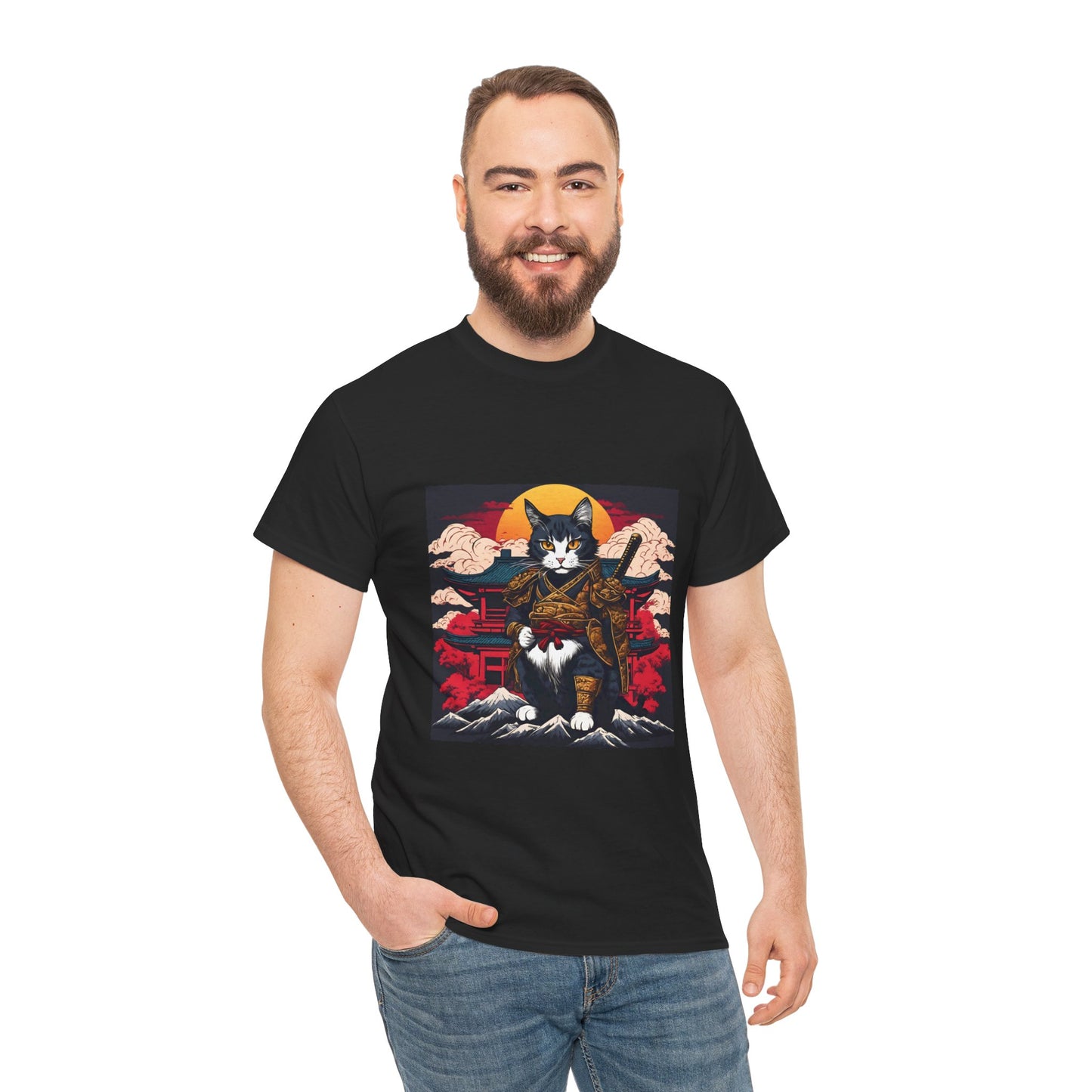 Samurai Cat Cartoon Anime - Flashlander Gym Shirt