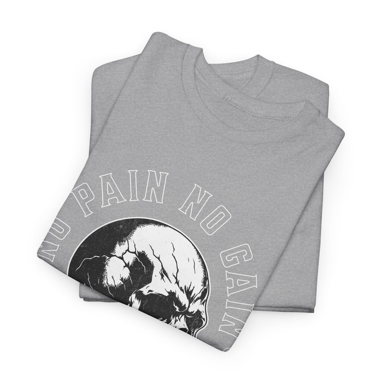 Skull Gym Shirt Flashlander No Pain No Gain Performance T-Shirt Cotton Unisex Charcoal Black Graphic Tee