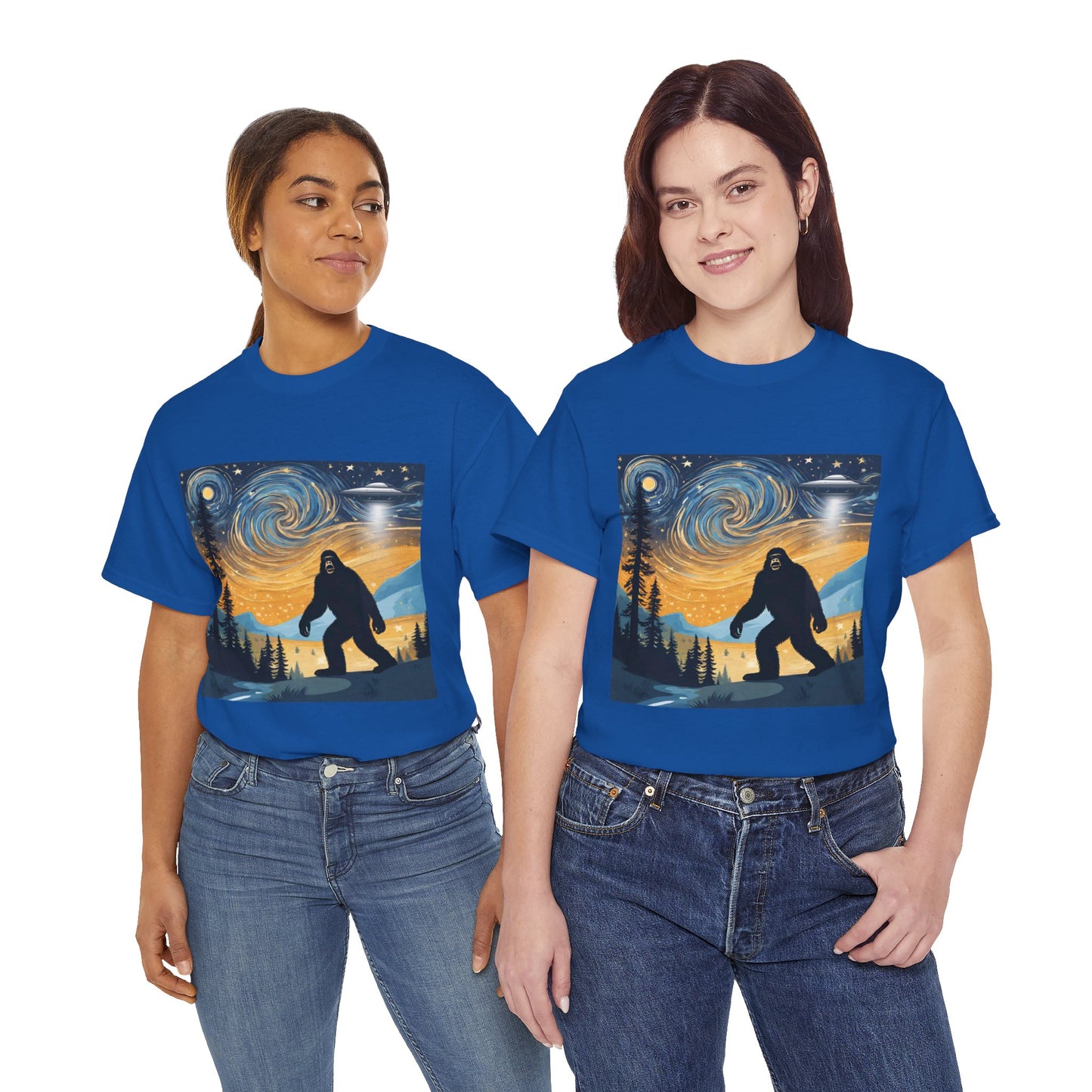 Funny Starry Night Stroll Bigfoot Encounters UFO Abduction - Flashlander Gym Shirt