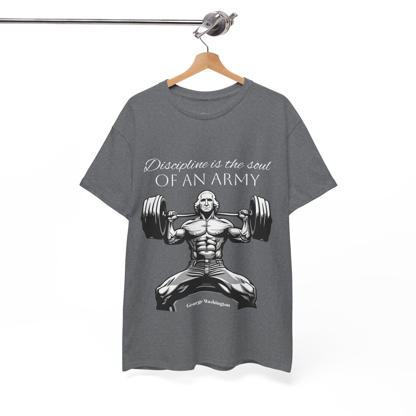 T-shirt de culturiste George Washington - Flashlander Disipline Is The Soul Of An Army Gym T-shirt en coton unisexe noir anthracite graphique