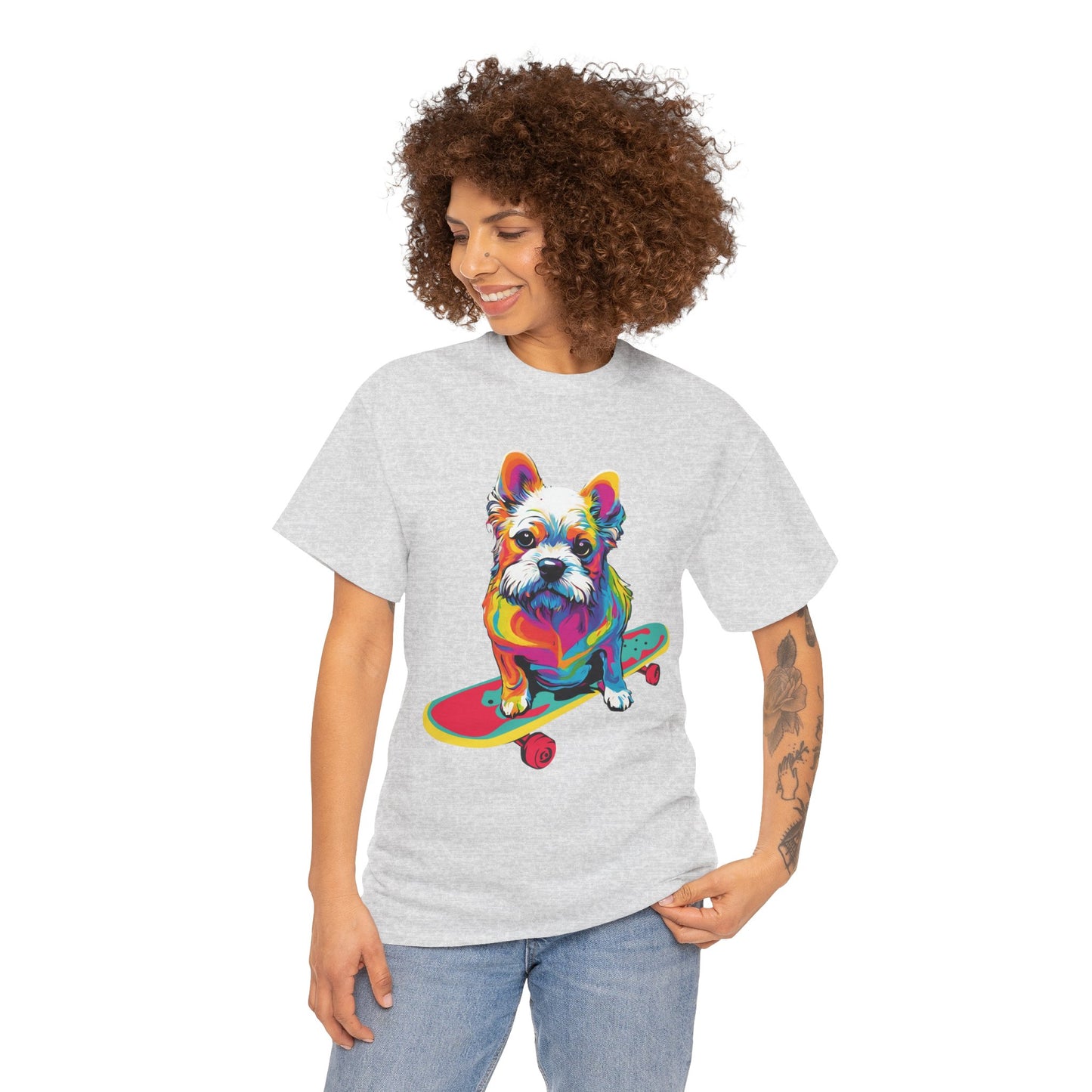 T-shirt de sport Flashlander avec chien skateboardant Pop Art