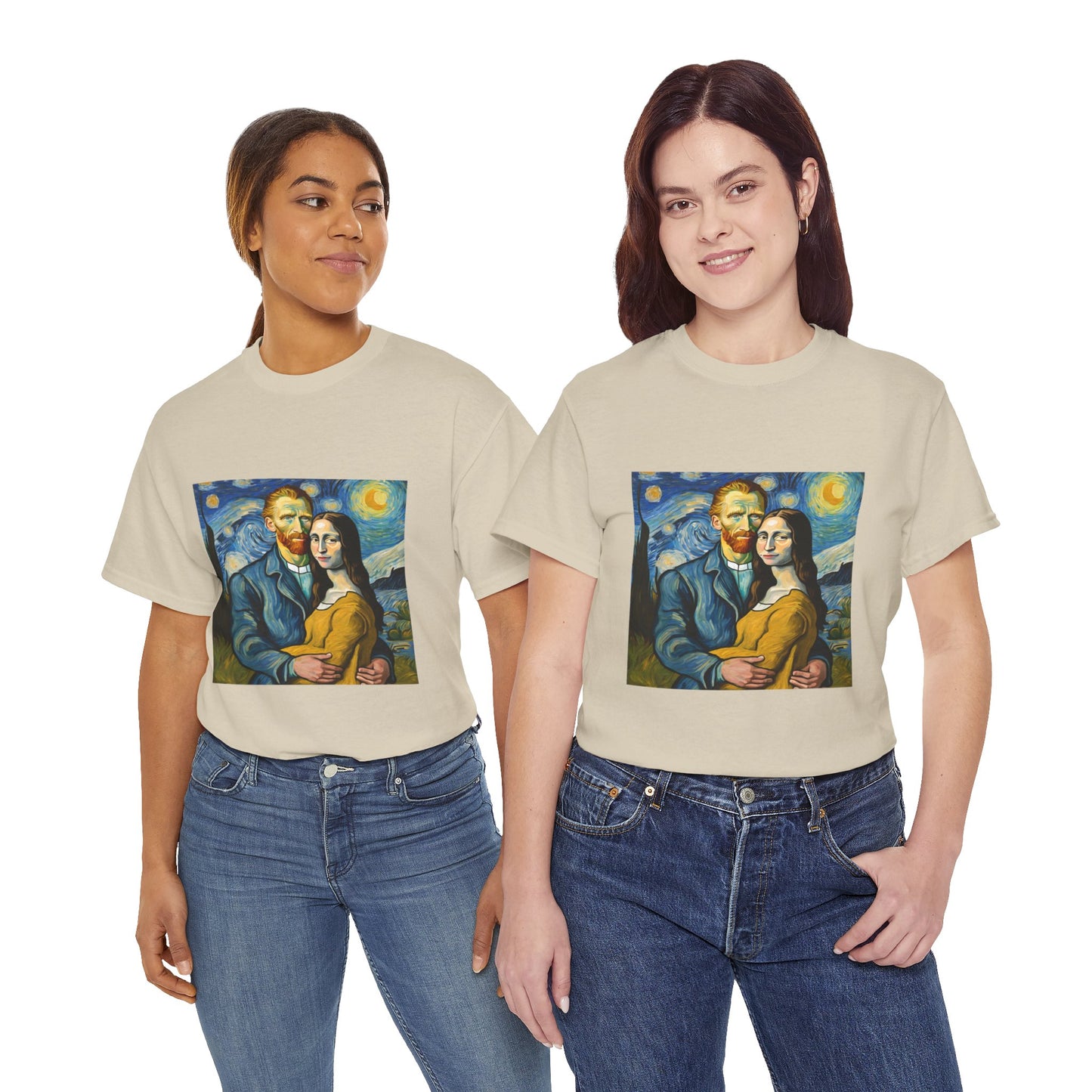 Funny Mona Lisa with Vincent Van Gogh Starry Night - Flashlander Gym Shirt